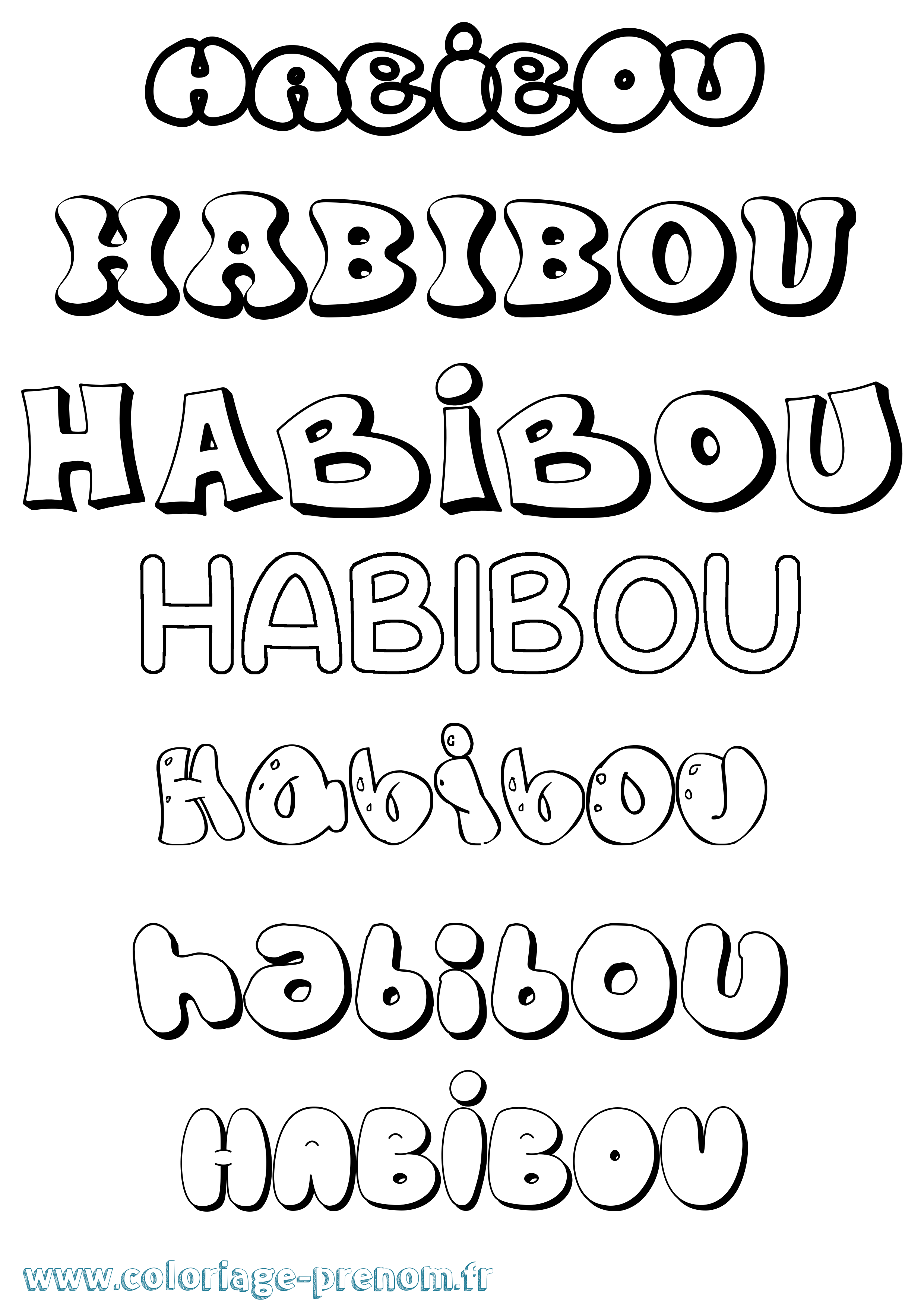 Coloriage prénom Habibou Bubble
