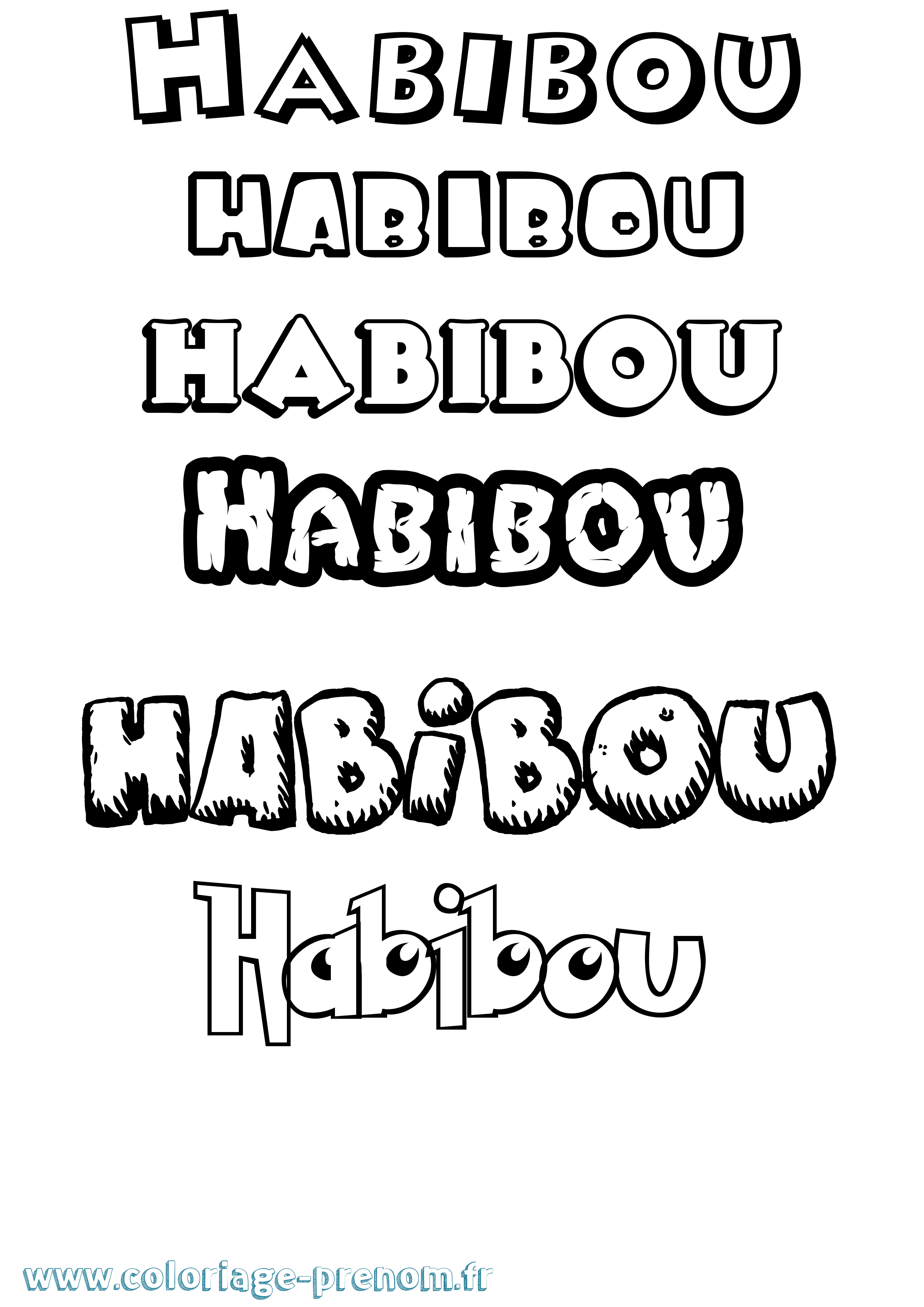 Coloriage prénom Habibou Dessin Animé
