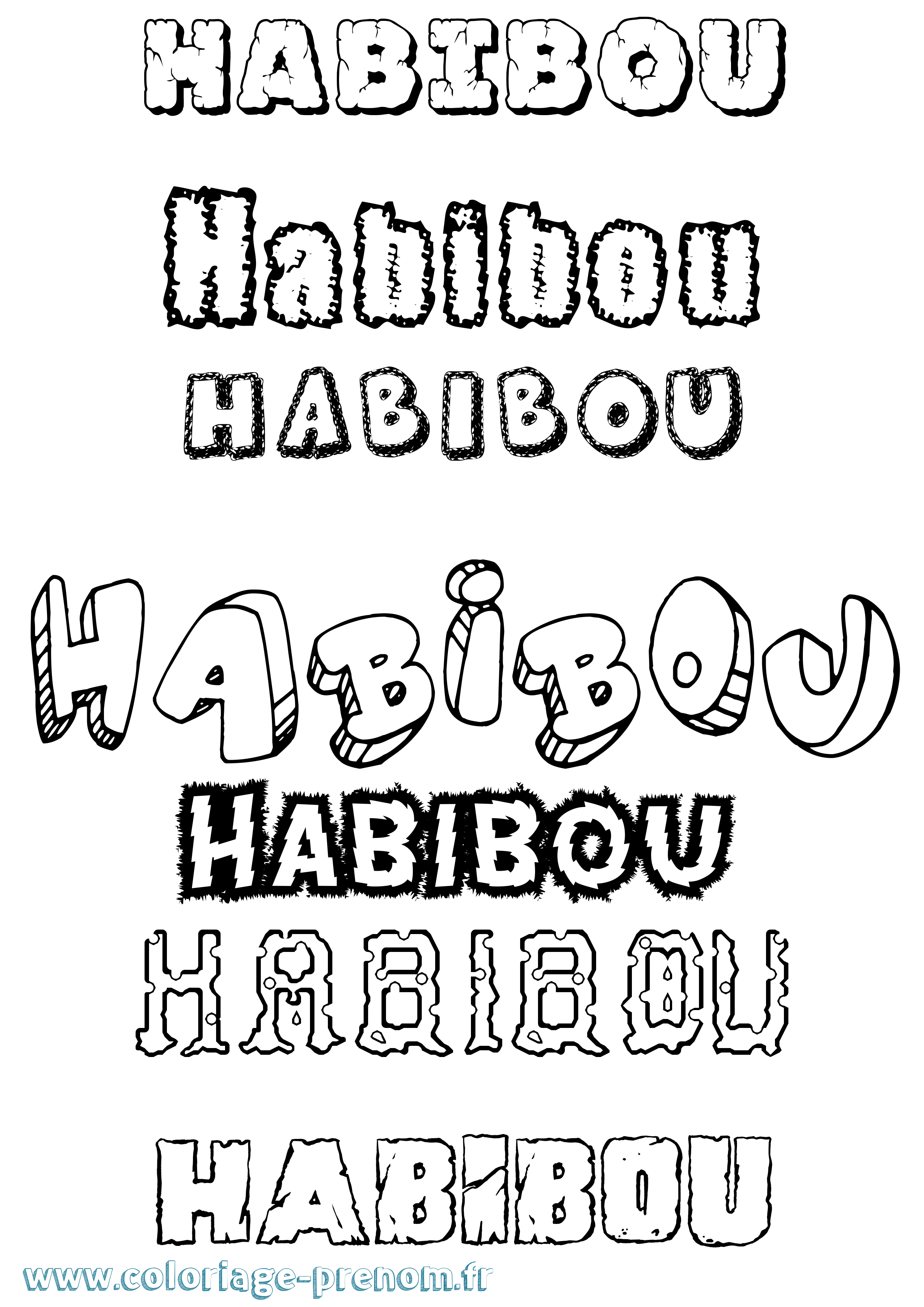 Coloriage prénom Habibou Destructuré