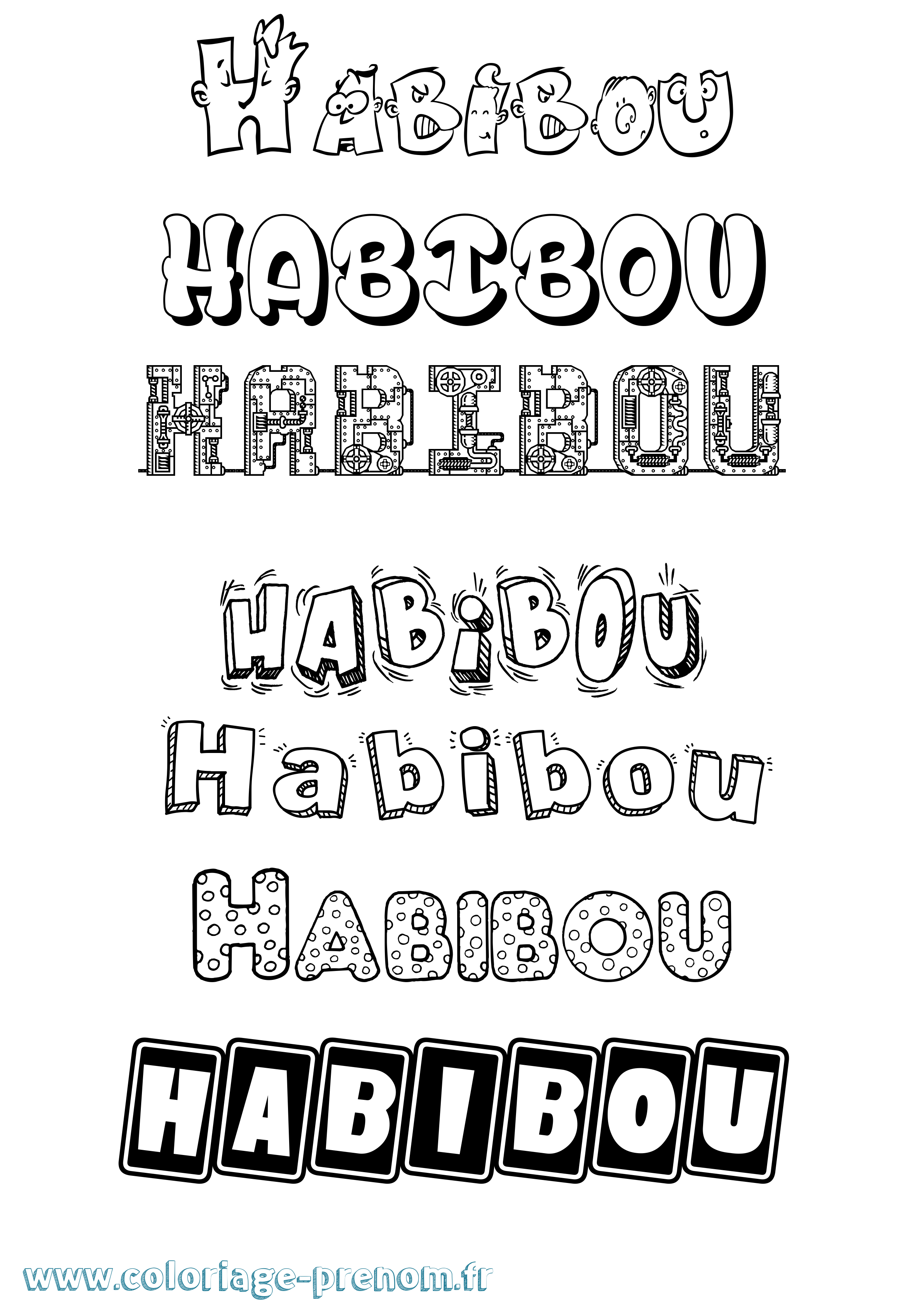 Coloriage prénom Habibou Fun