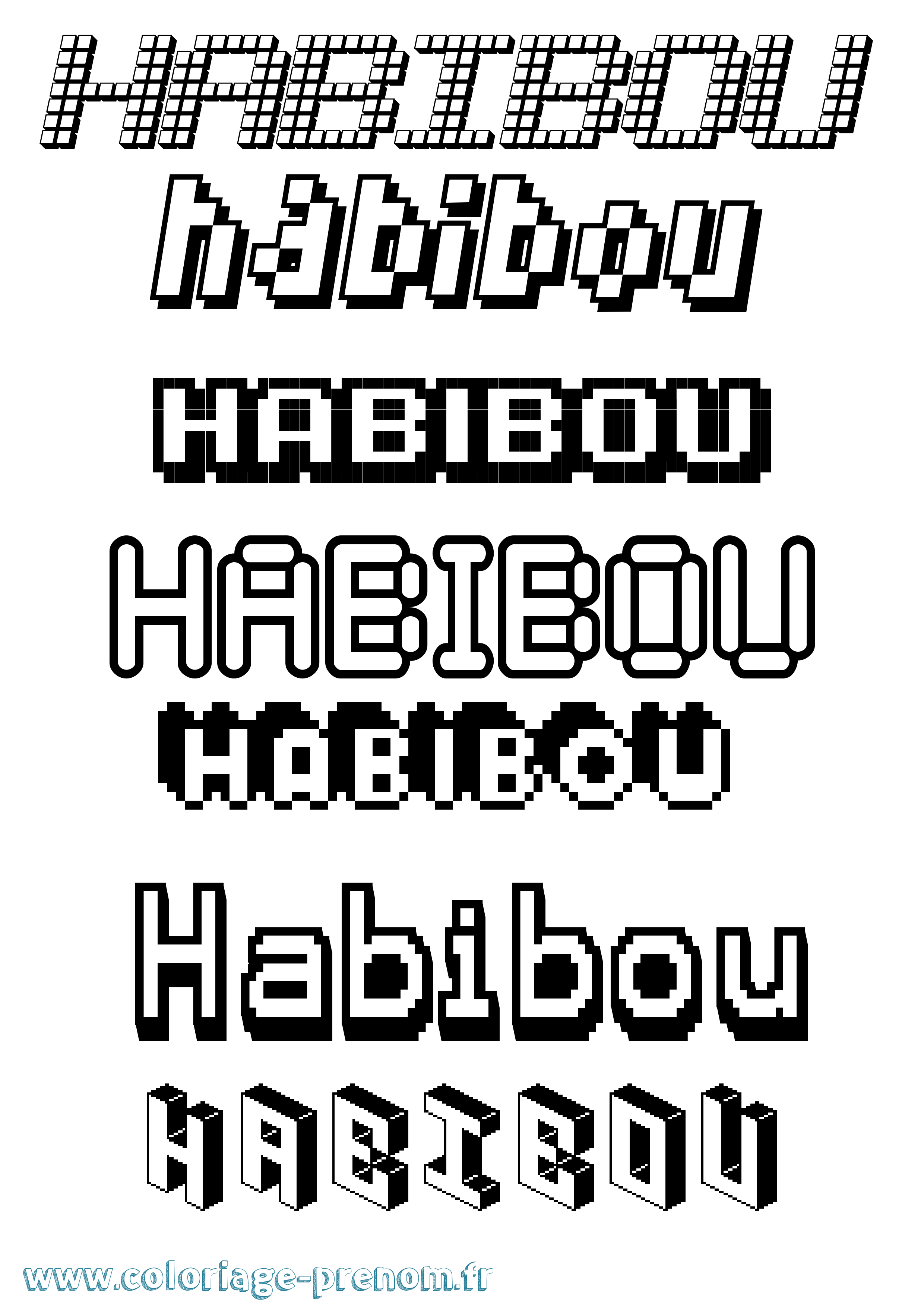 Coloriage prénom Habibou Pixel