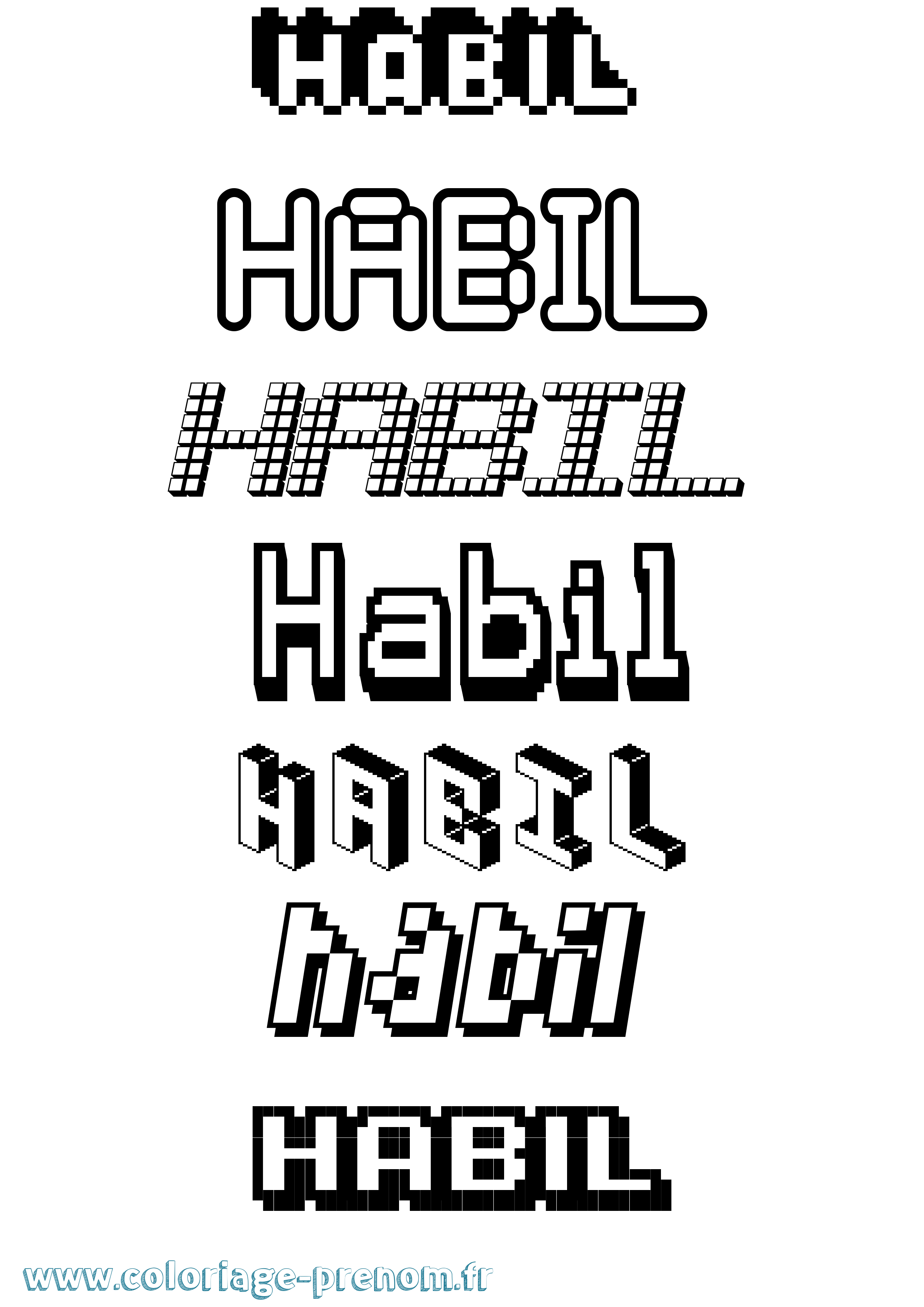 Coloriage prénom Habil Pixel