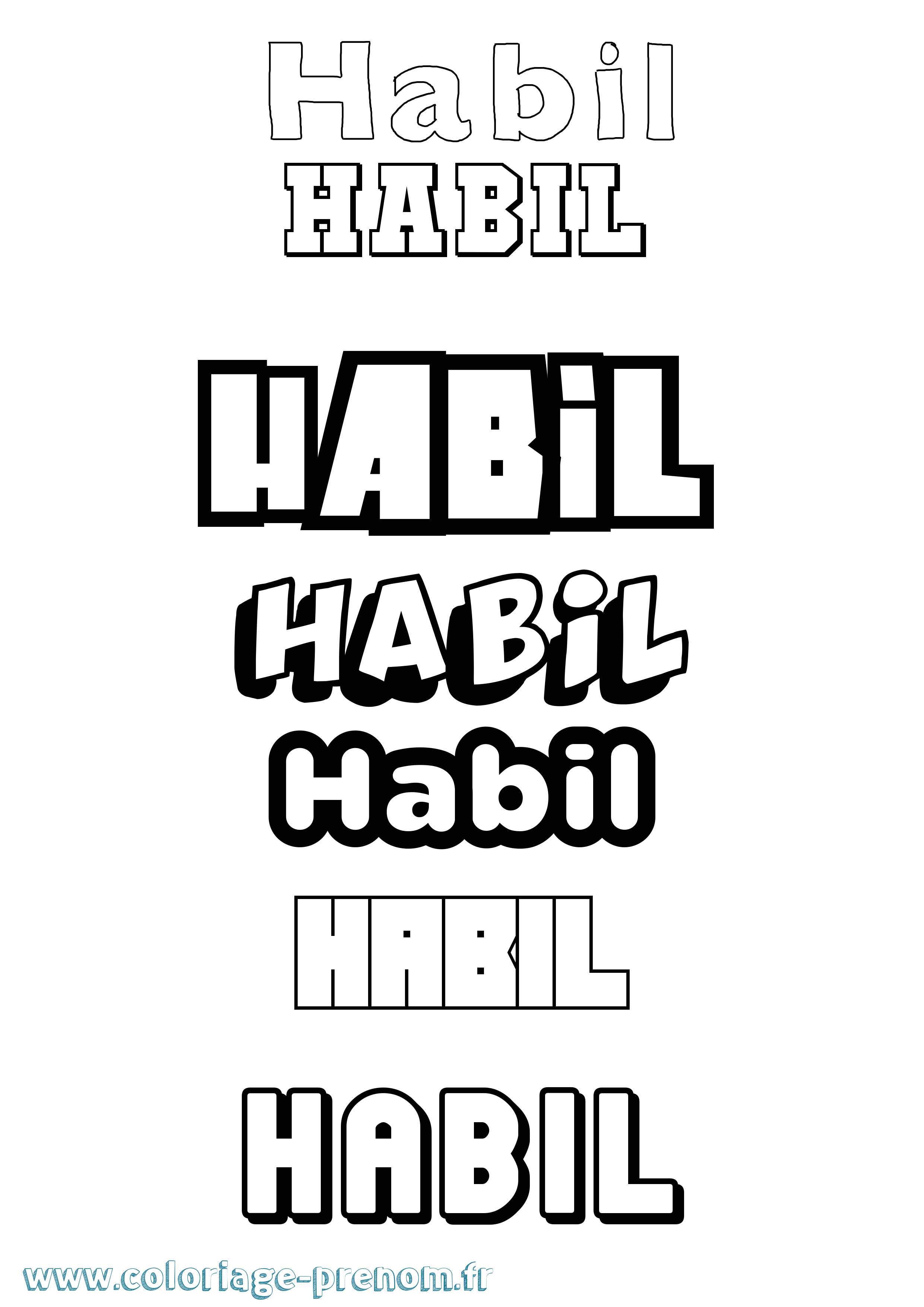 Coloriage prénom Habil Simple