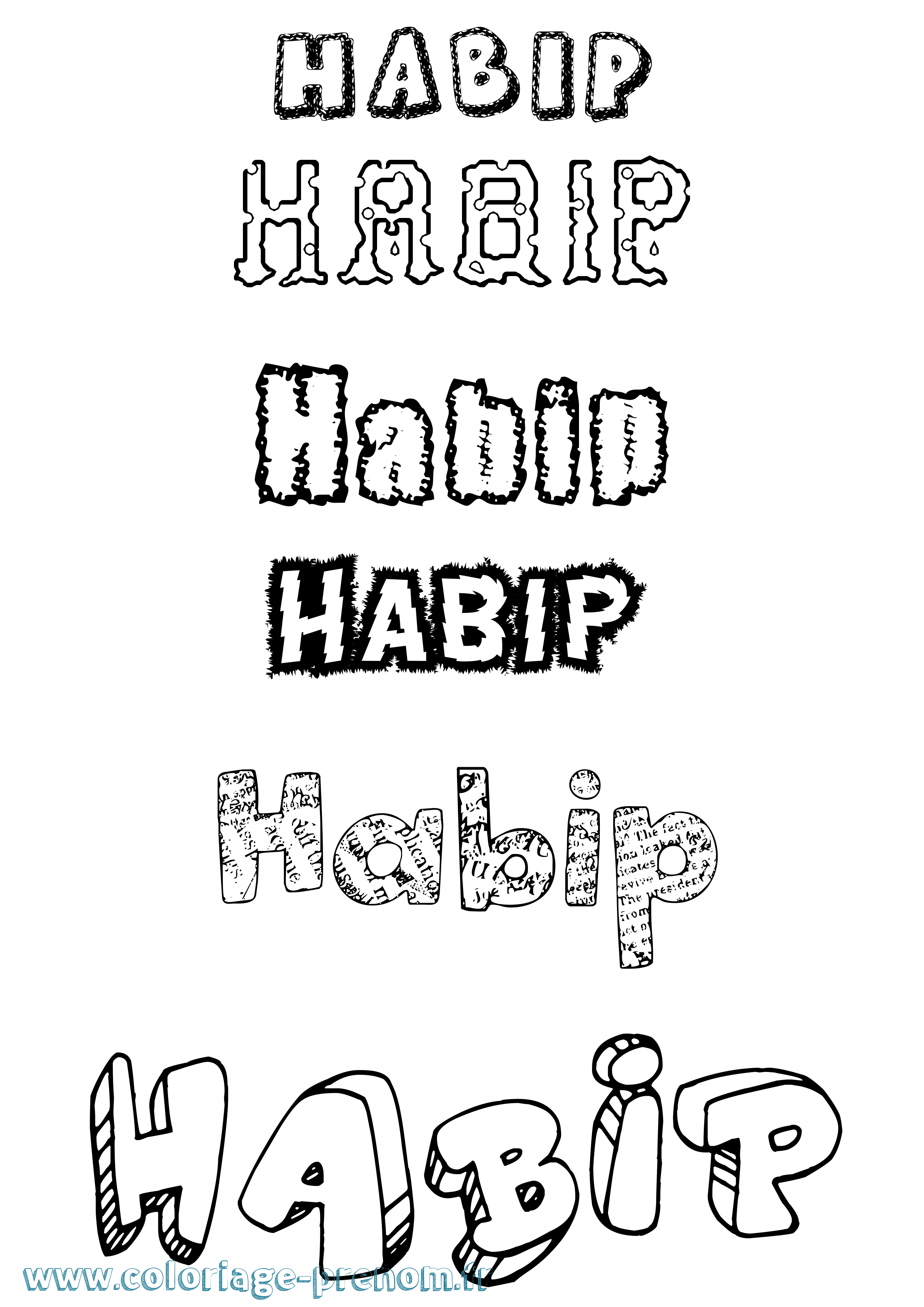 Coloriage prénom Habip Destructuré