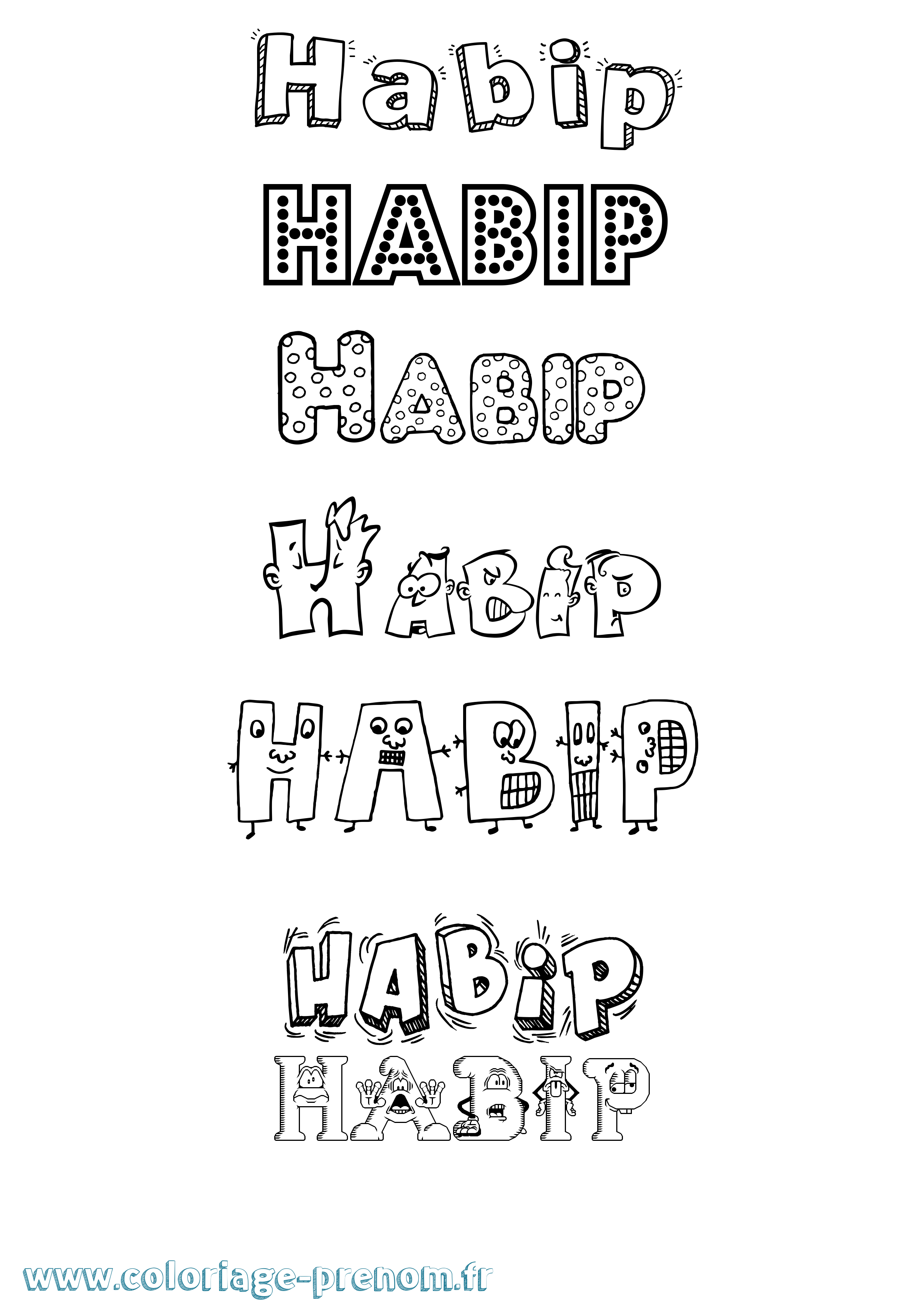 Coloriage prénom Habip Fun