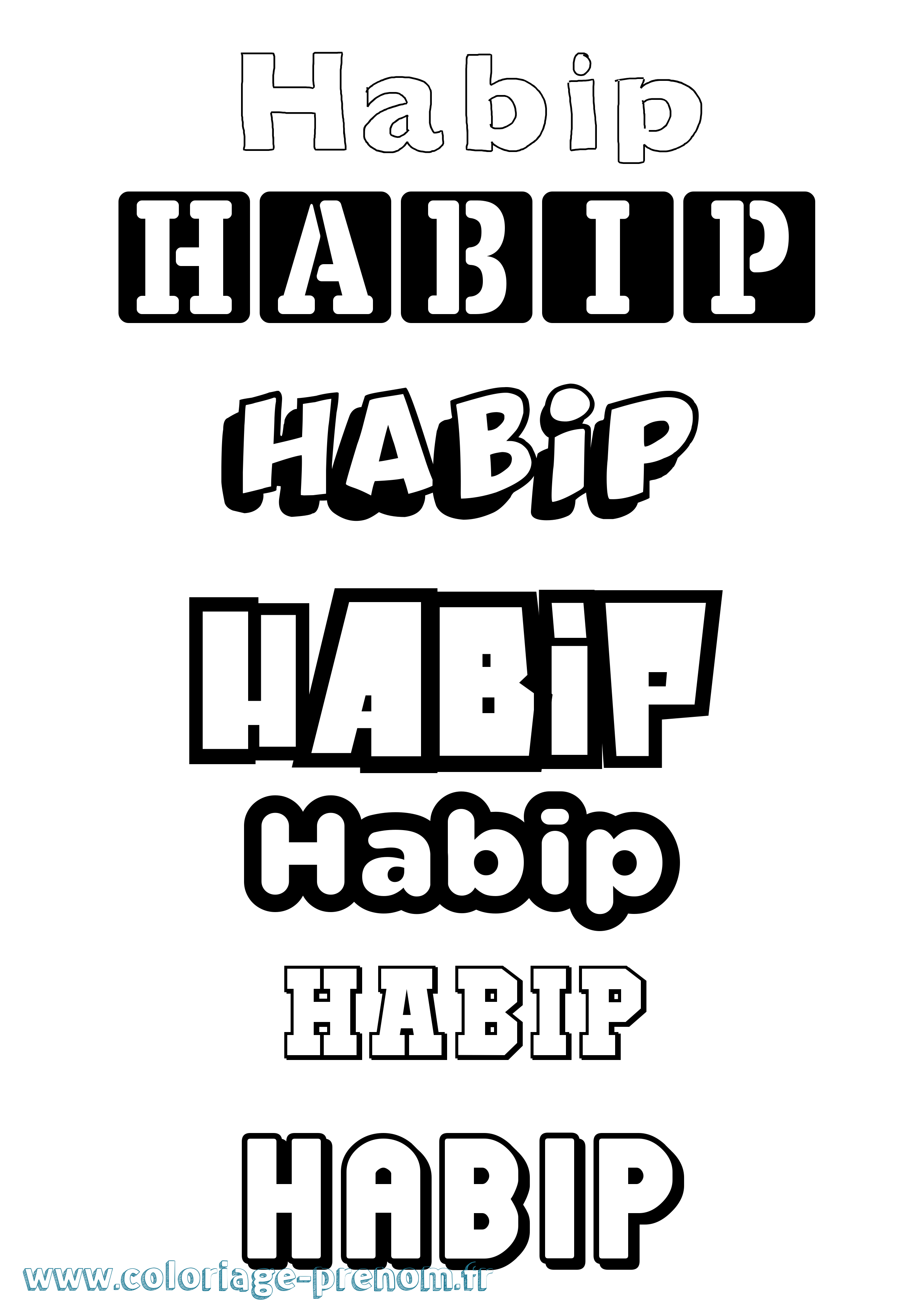 Coloriage prénom Habip Simple