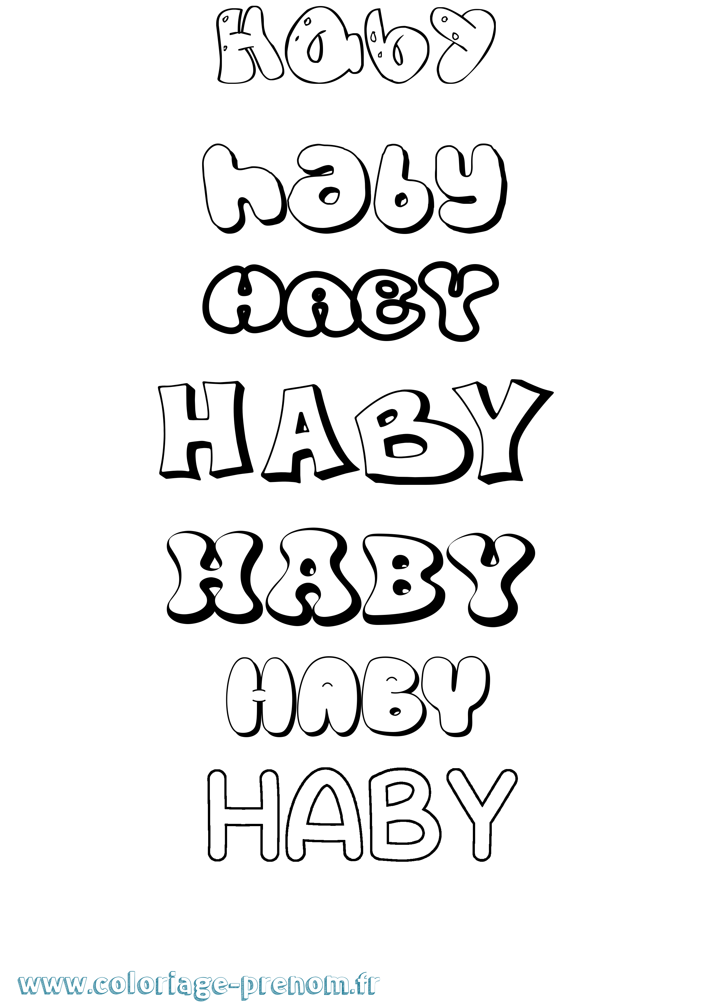 Coloriage prénom Haby Bubble