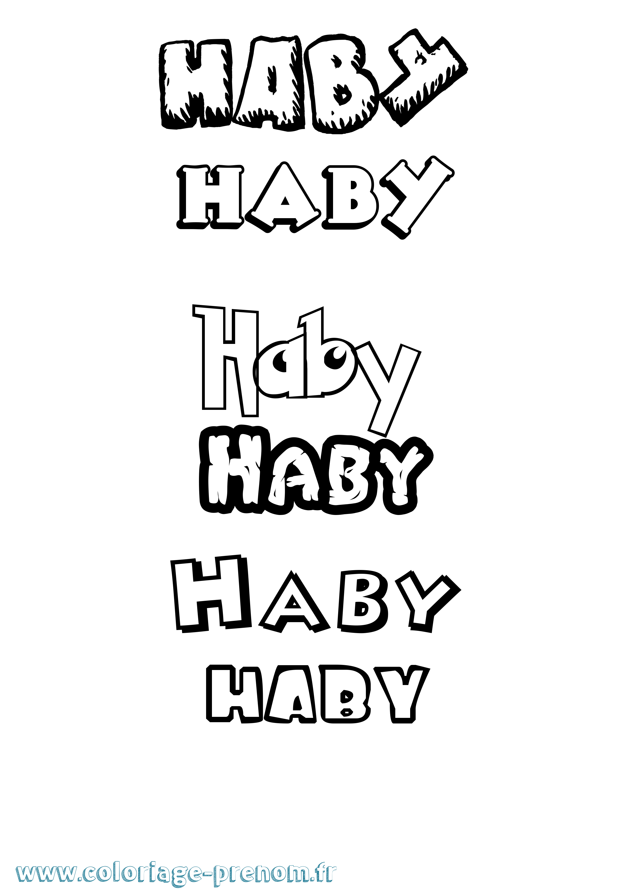 Coloriage Haby Dessin Animé Coloriage prénom Haby Dessin Animé