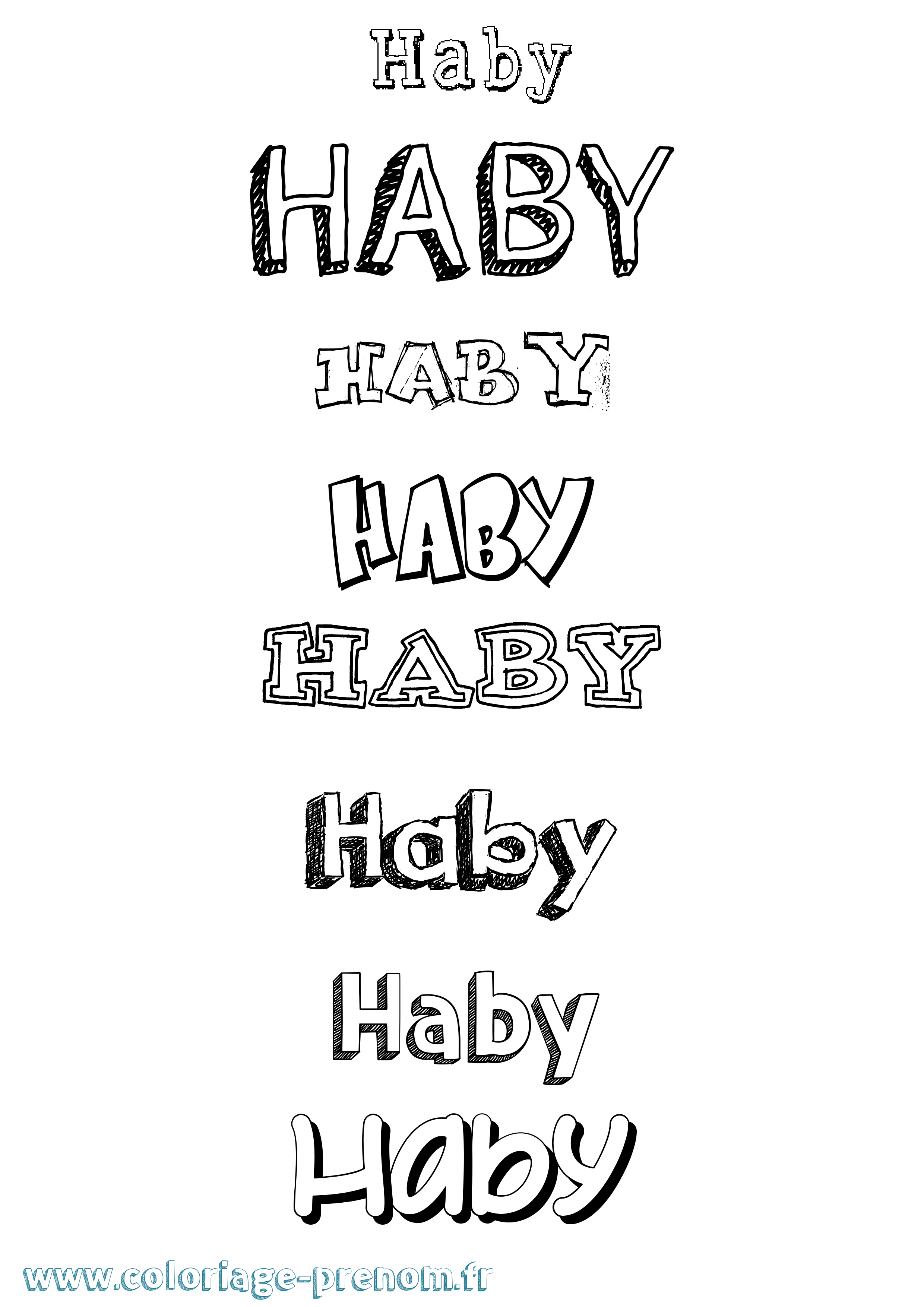 Coloriage Haby Dessiné Coloriage prénom Haby Dessiné