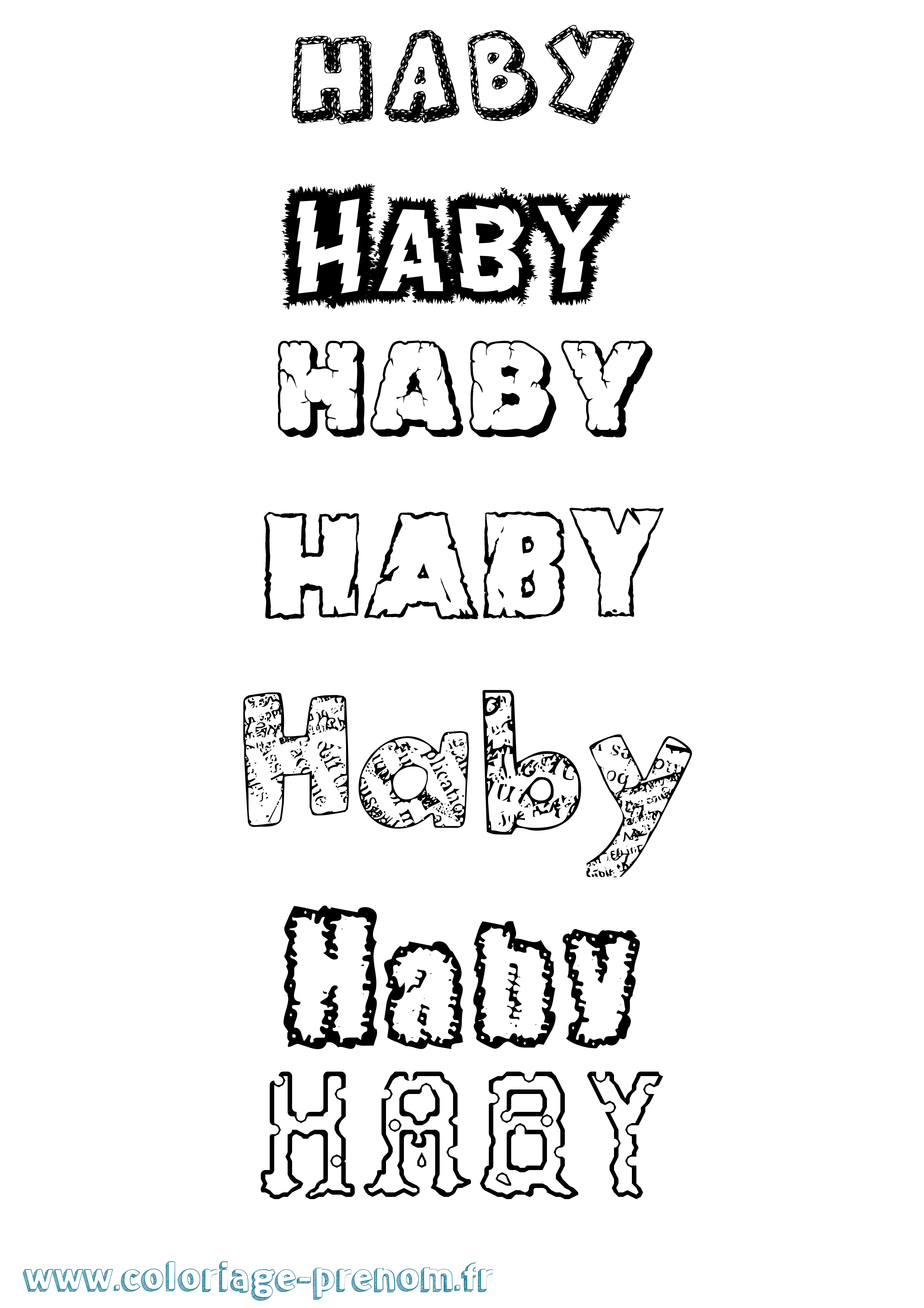 Coloriage Haby Destructuré Coloriage prénom Haby Destructuré