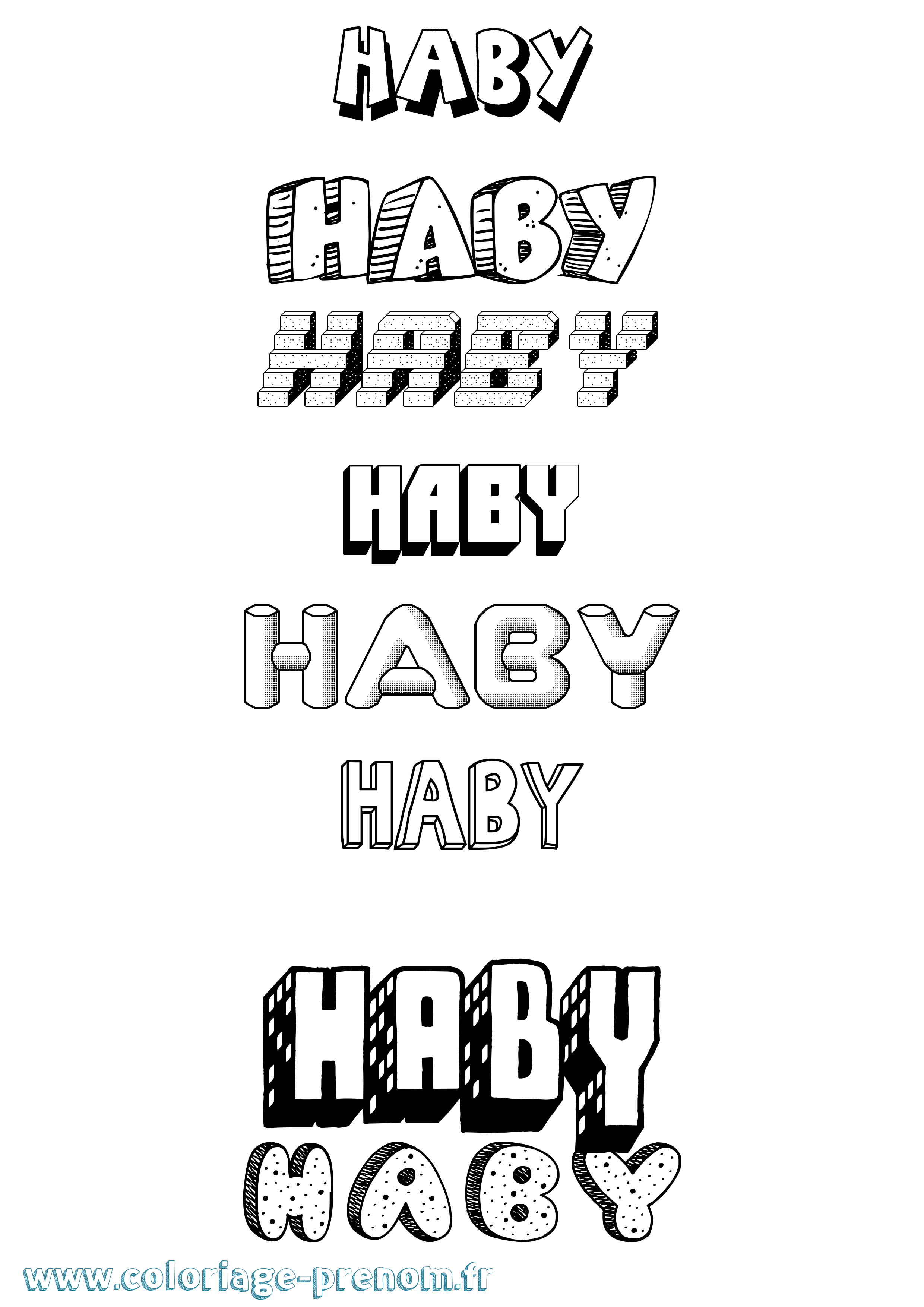 Coloriage Haby Effet 3D Coloriage prénom Haby Effet 3D