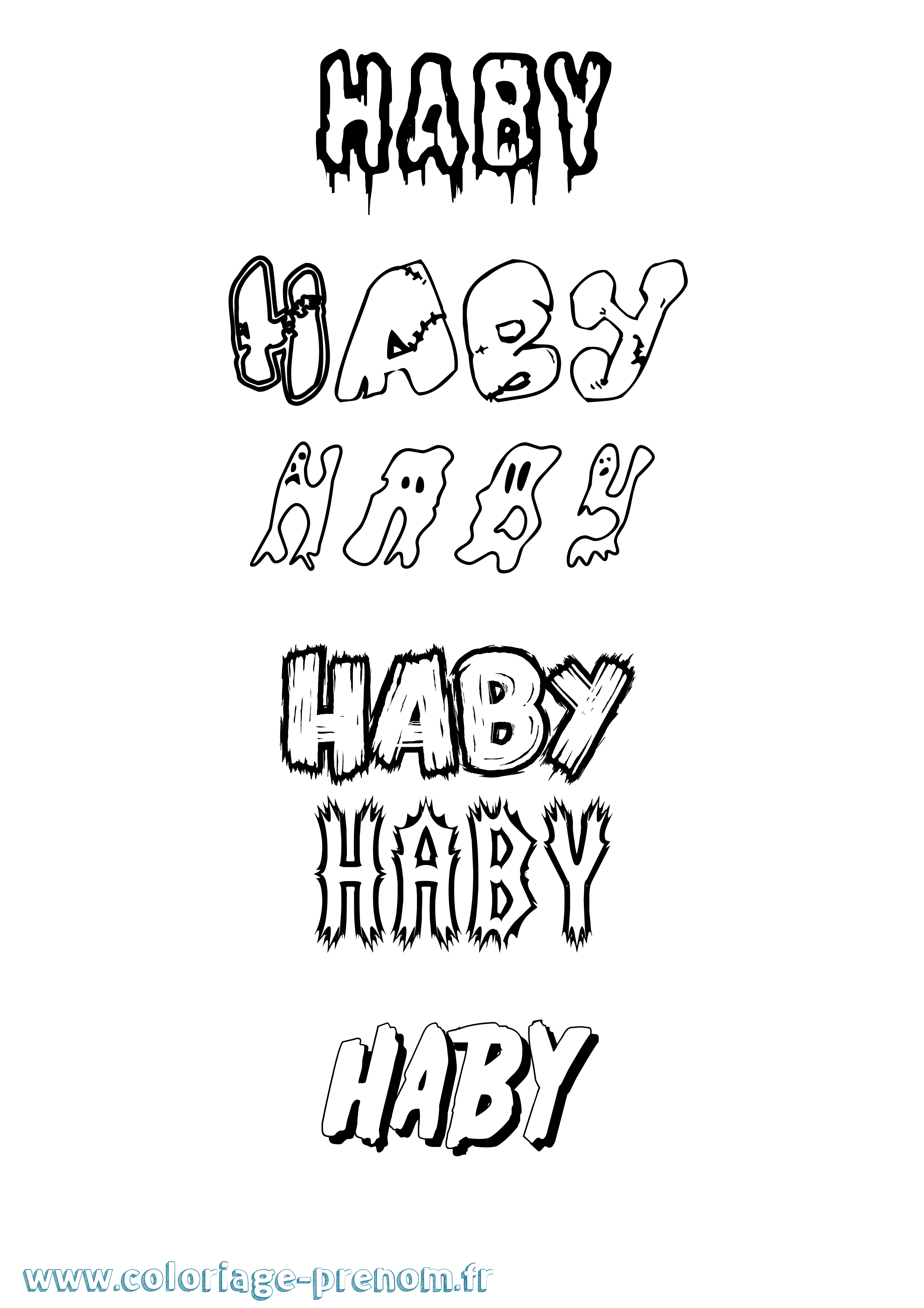 Coloriage Haby Frisson Coloriage prénom Haby Frisson