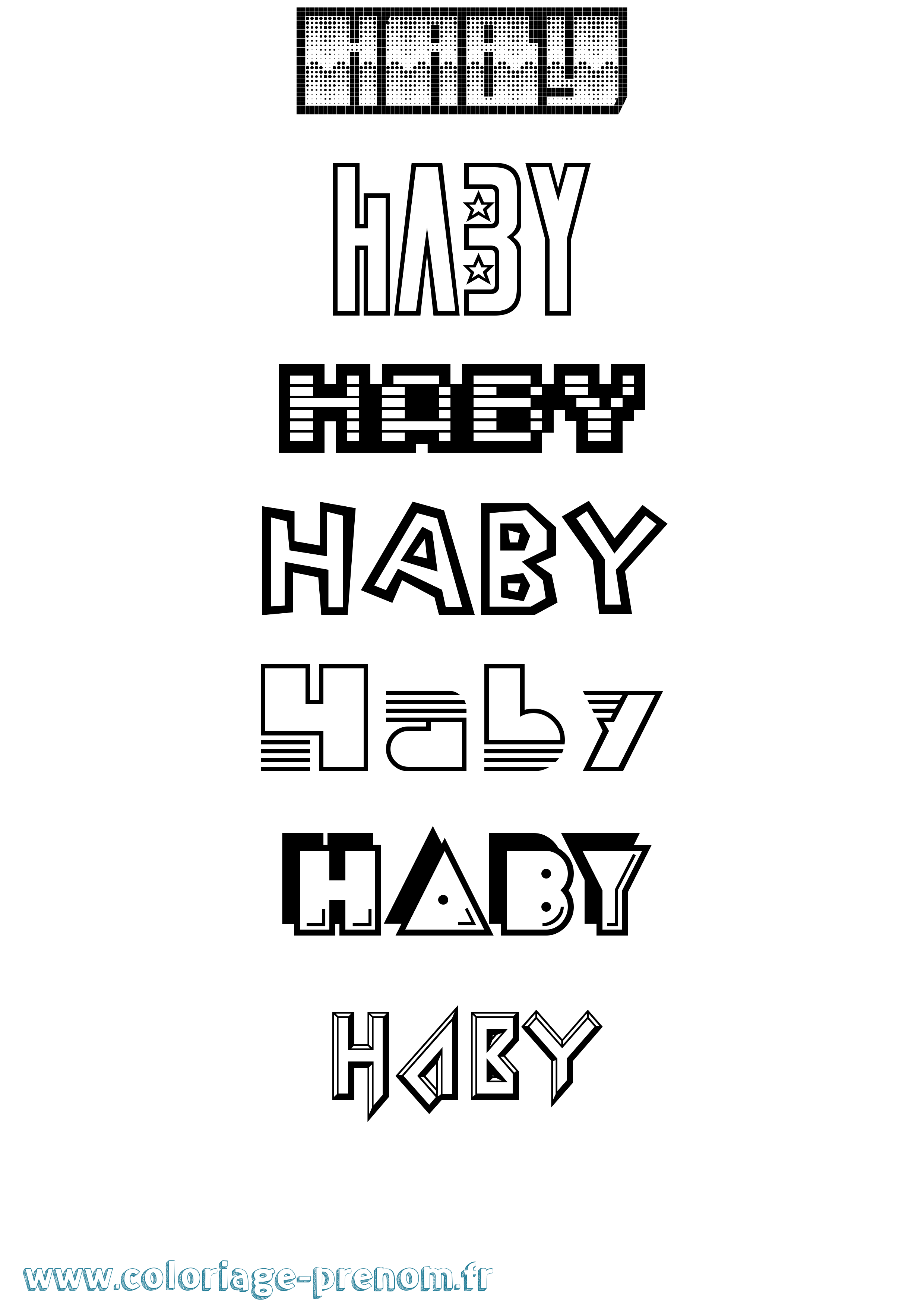 Coloriage Haby Jeux Vidéos Coloriage prénom Haby Jeux Vidéos