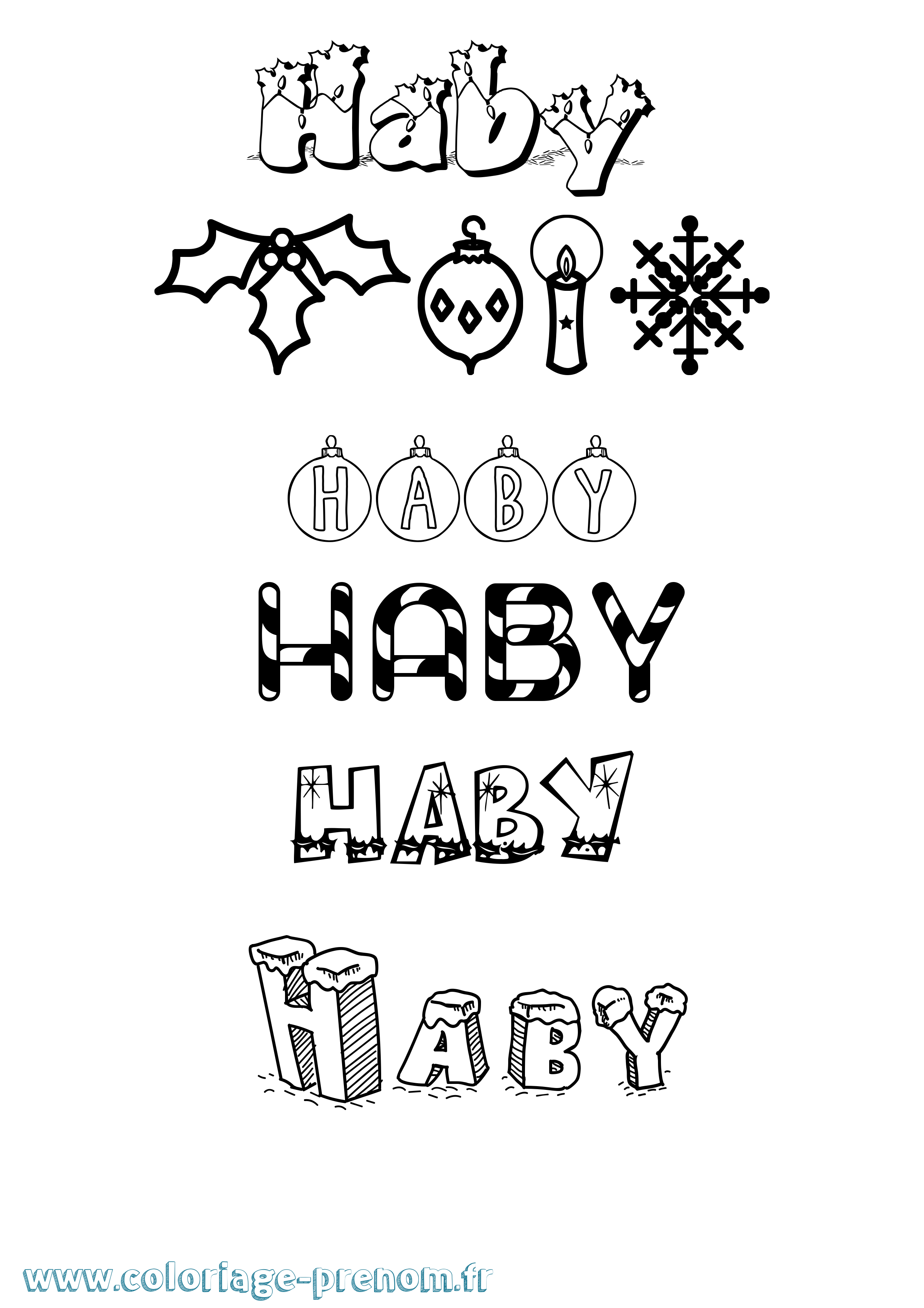 Coloriage Haby Noël Coloriage prénom Haby Noël