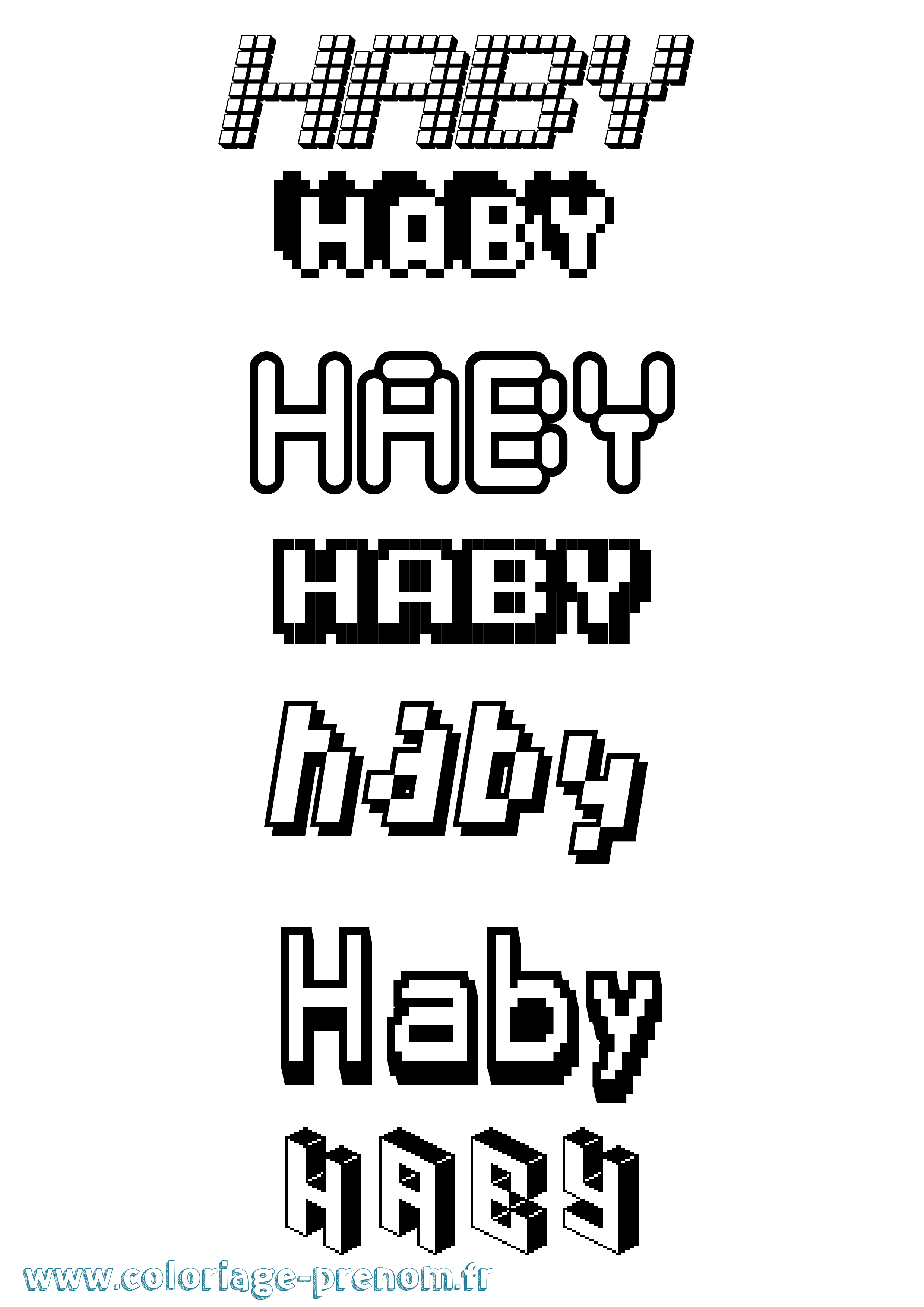 Coloriage Haby Pixel Coloriage prénom Haby Pixel