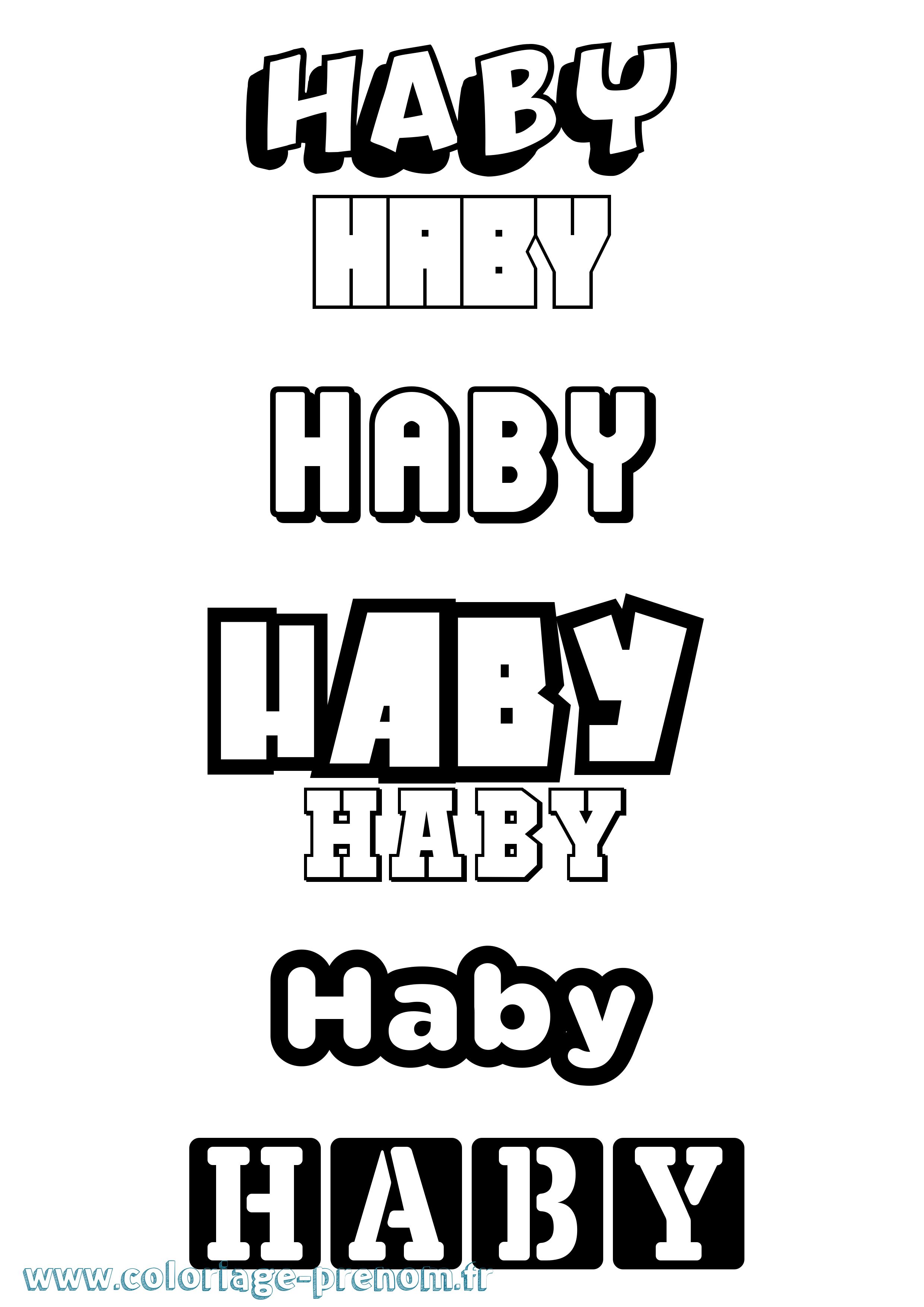 Coloriage Haby Simple Coloriage prénom Haby Simple