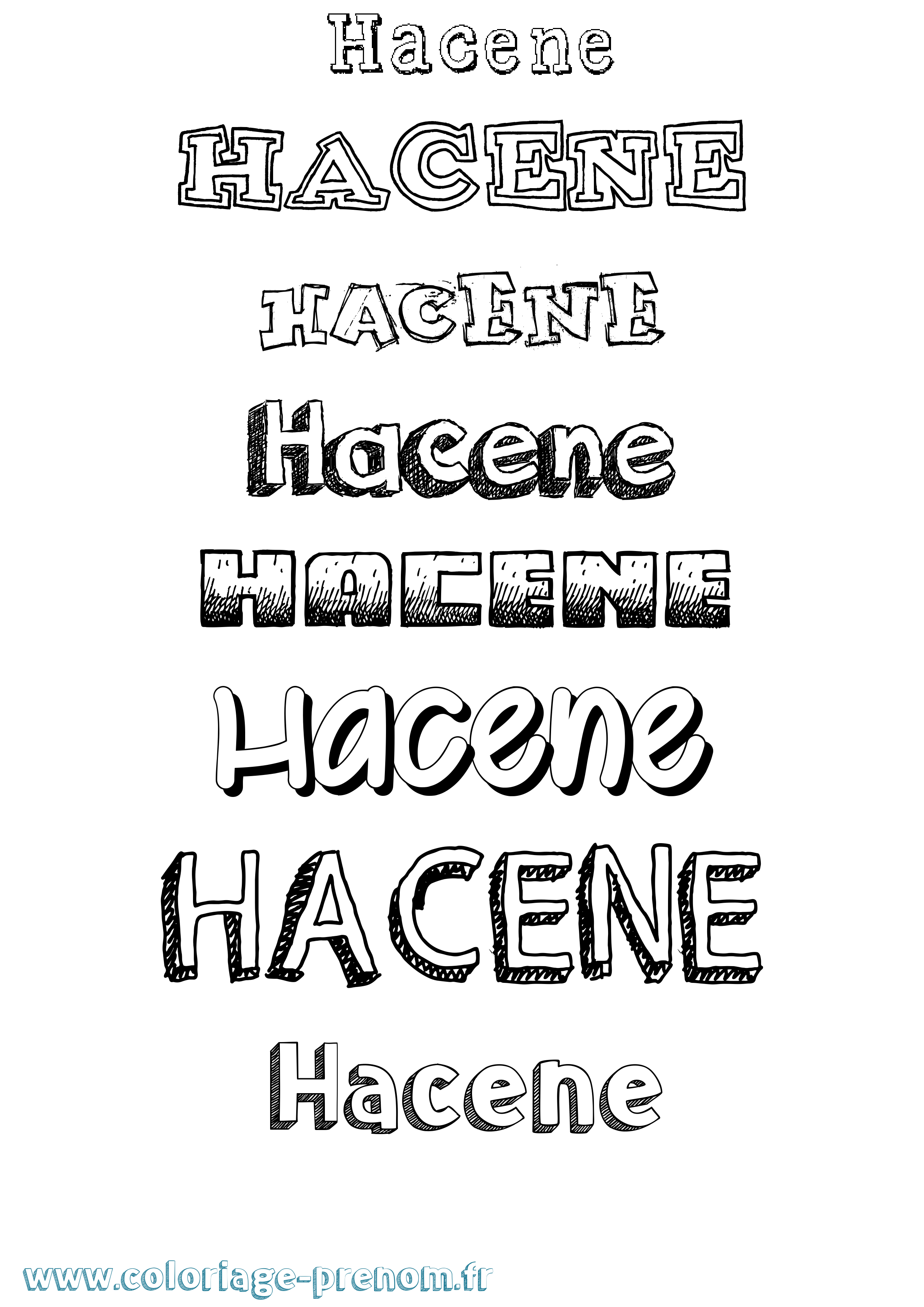 Coloriage prénom Hacene Dessiné