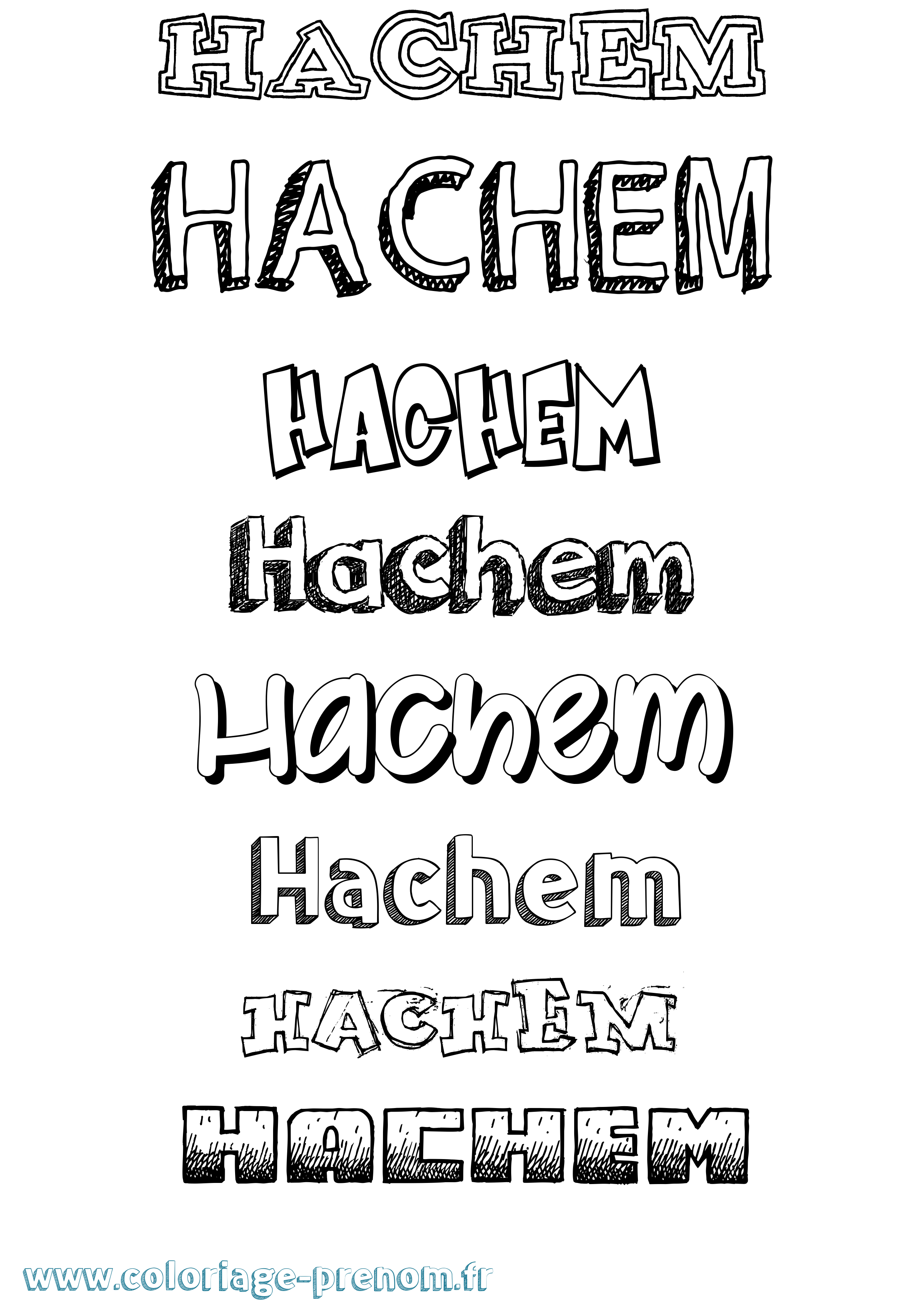 Coloriage prénom Hachem Dessiné