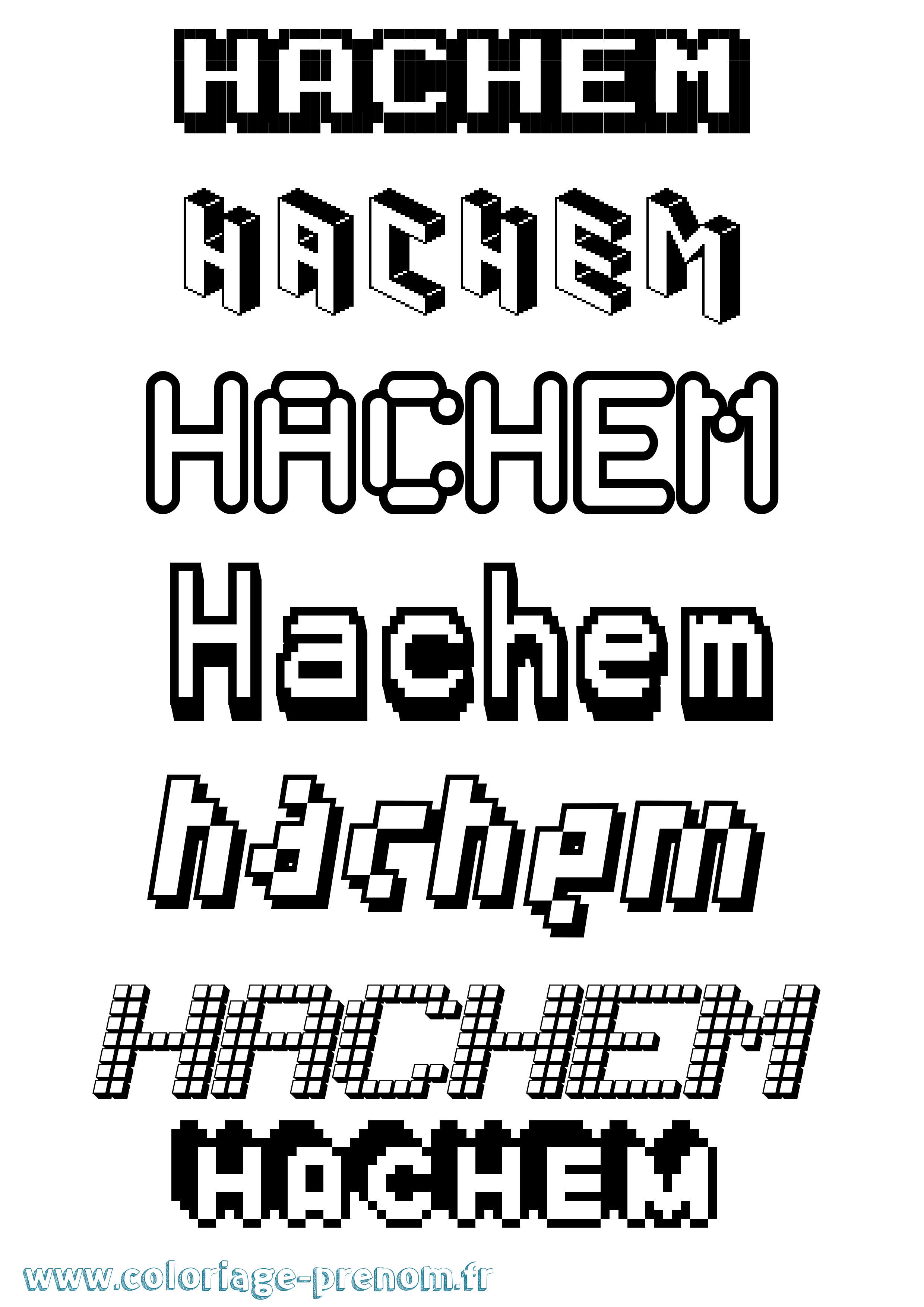 Coloriage prénom Hachem Pixel