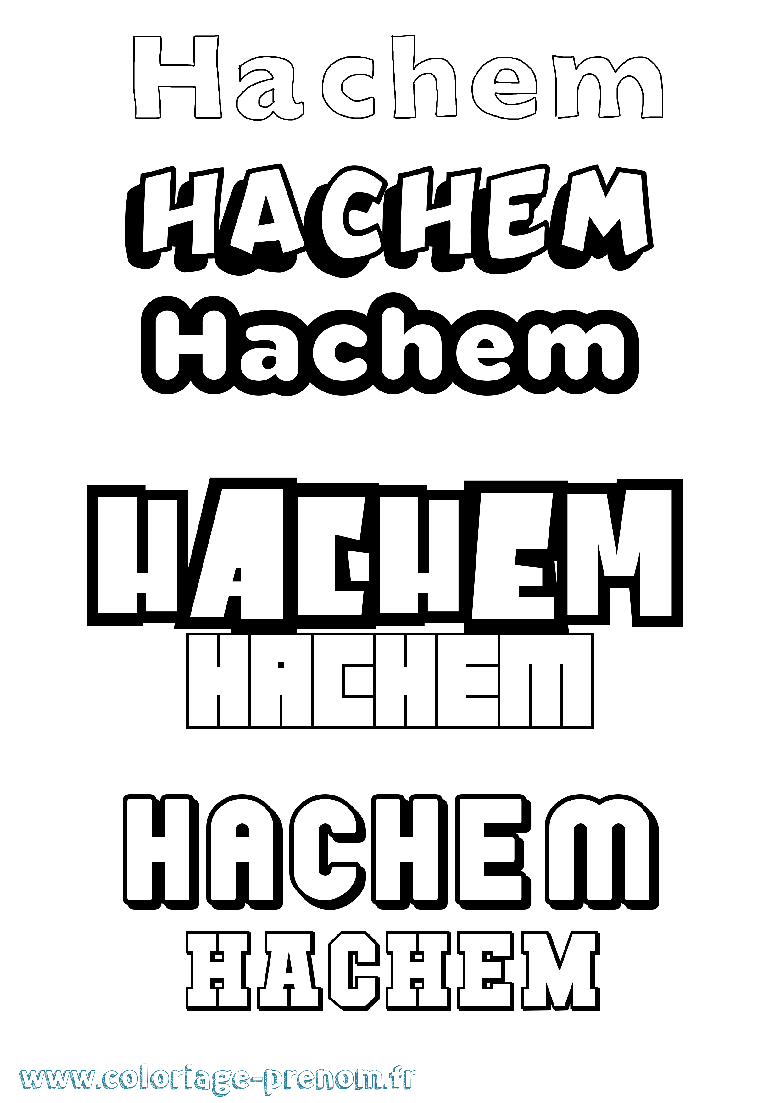 Coloriage prénom Hachem Simple