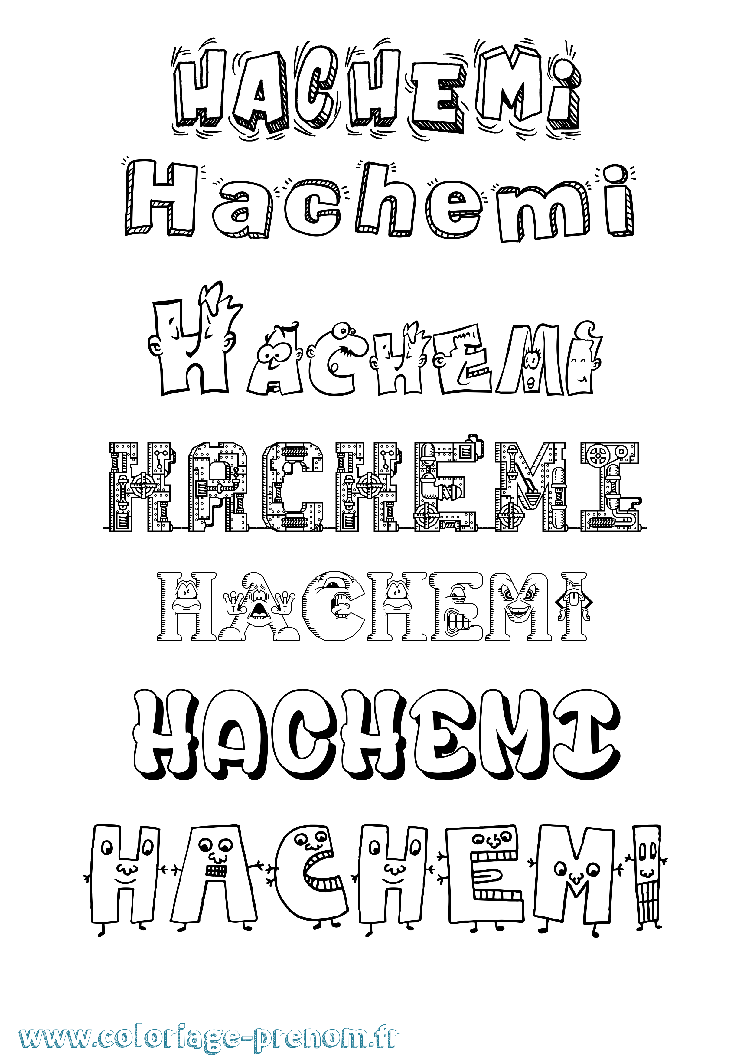 Coloriage prénom Hachemi Fun