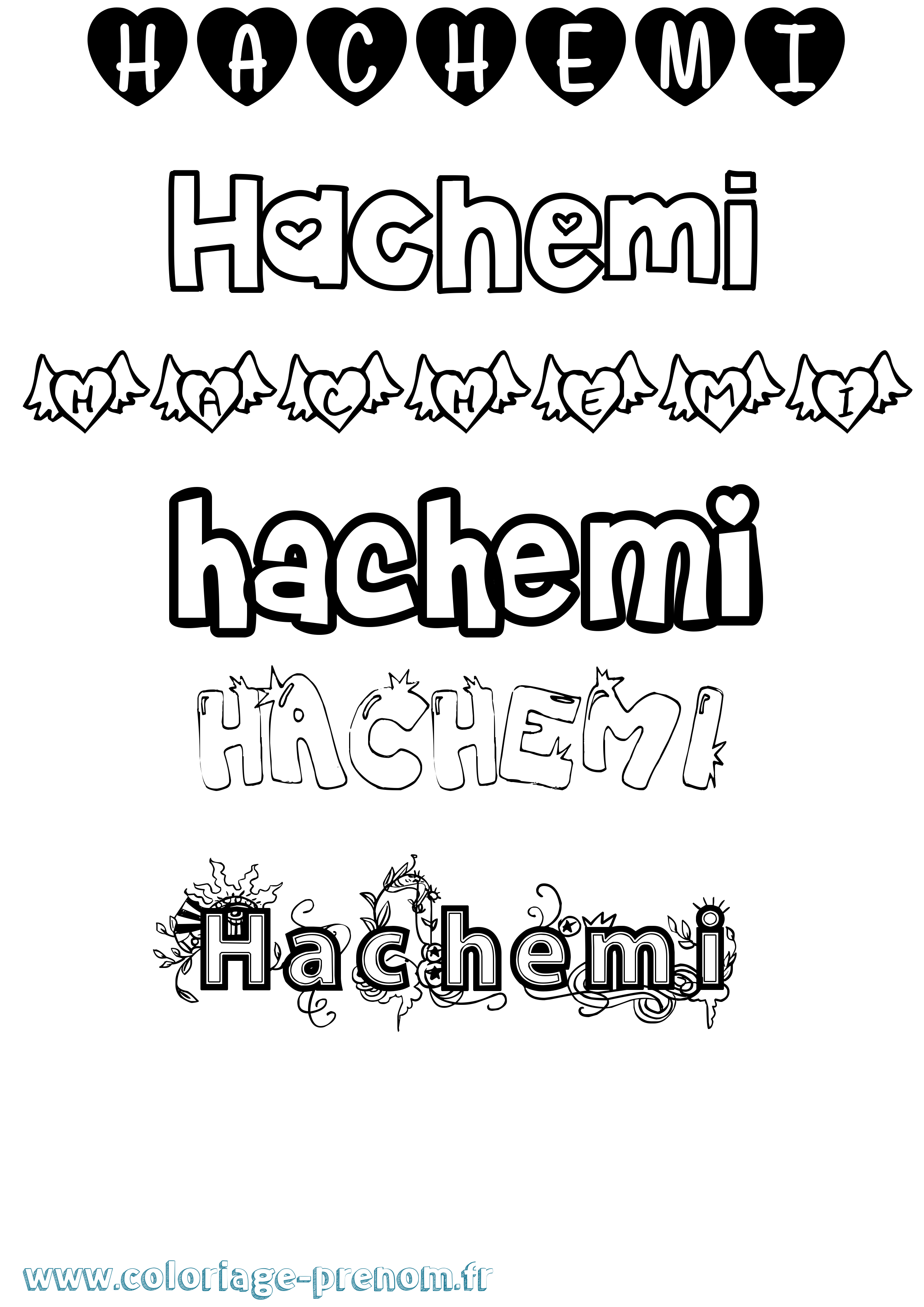 Coloriage prénom Hachemi Girly