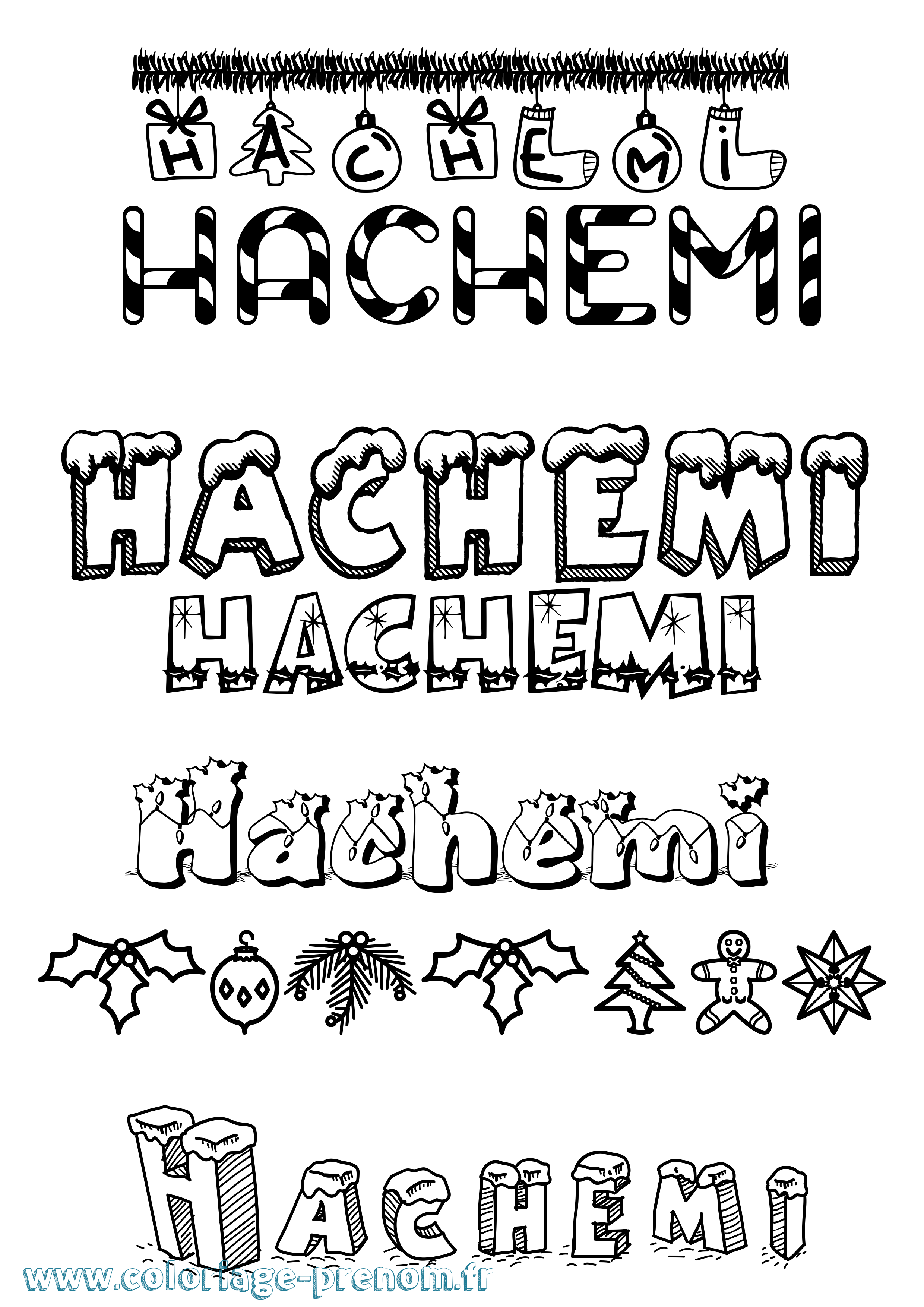 Coloriage prénom Hachemi Noël