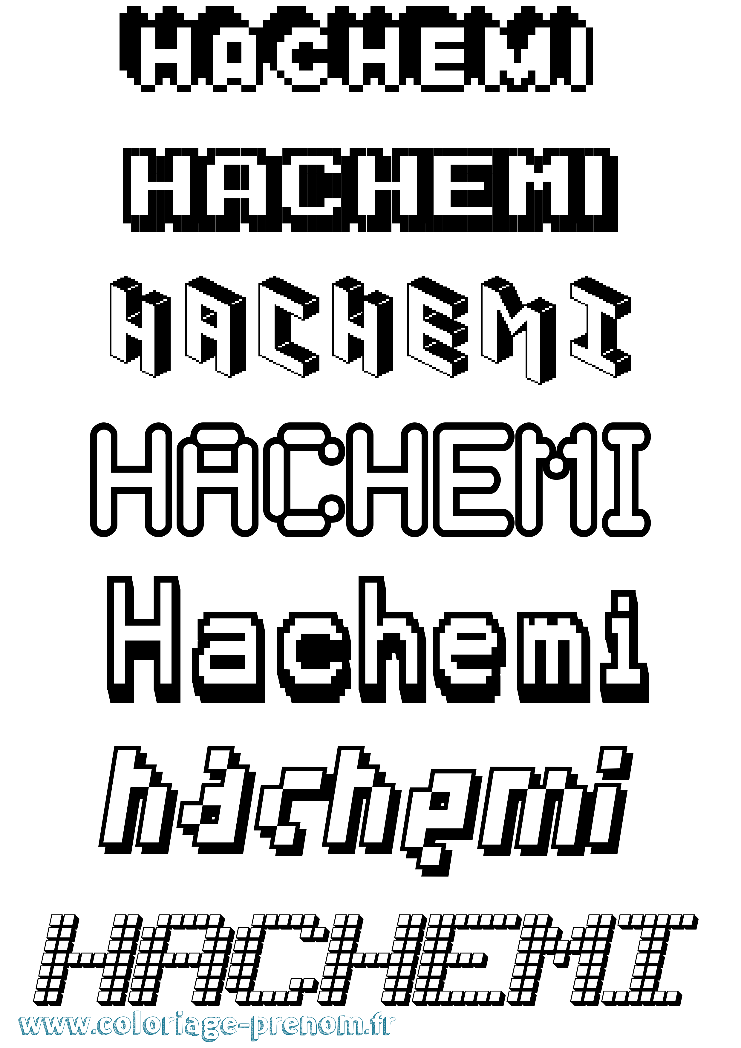 Coloriage prénom Hachemi Pixel