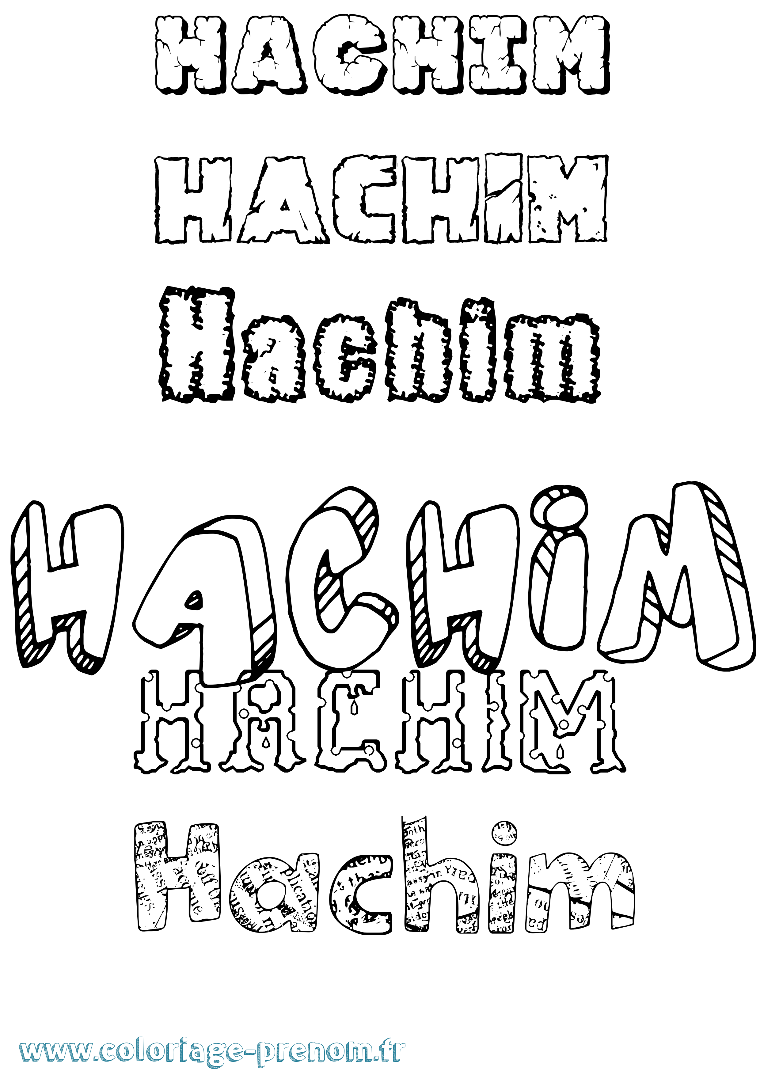 Coloriage prénom Hachim Destructuré