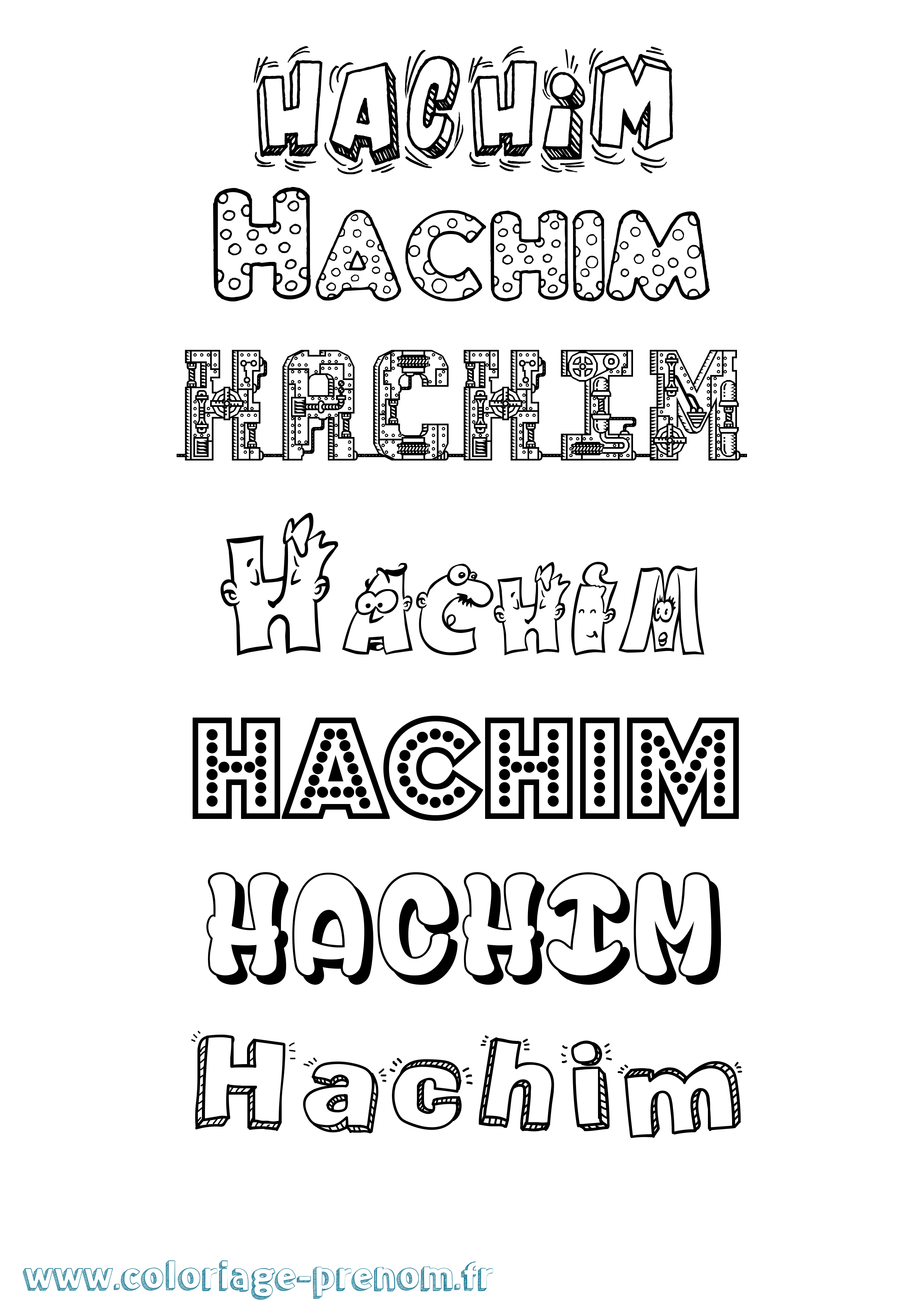 Coloriage prénom Hachim Fun