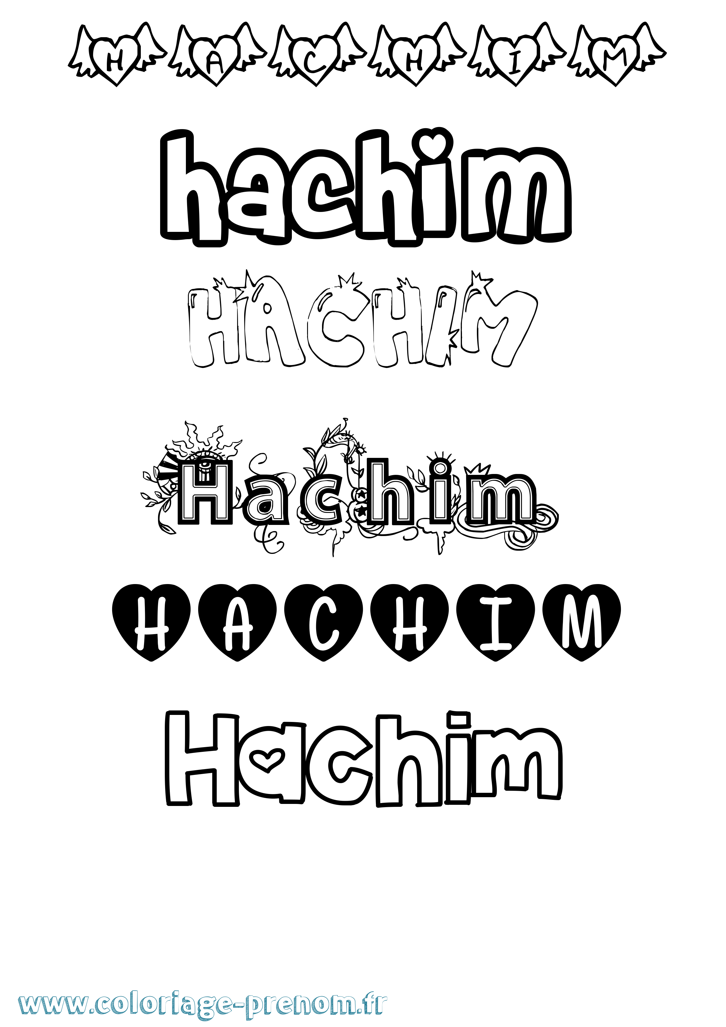 Coloriage prénom Hachim Girly