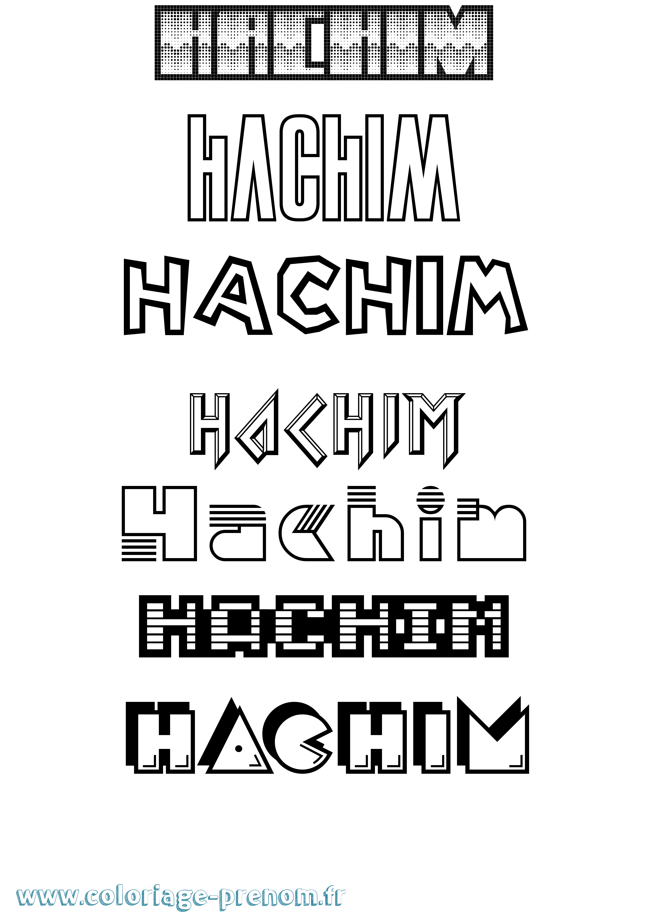 Coloriage prénom Hachim Jeux Vidéos