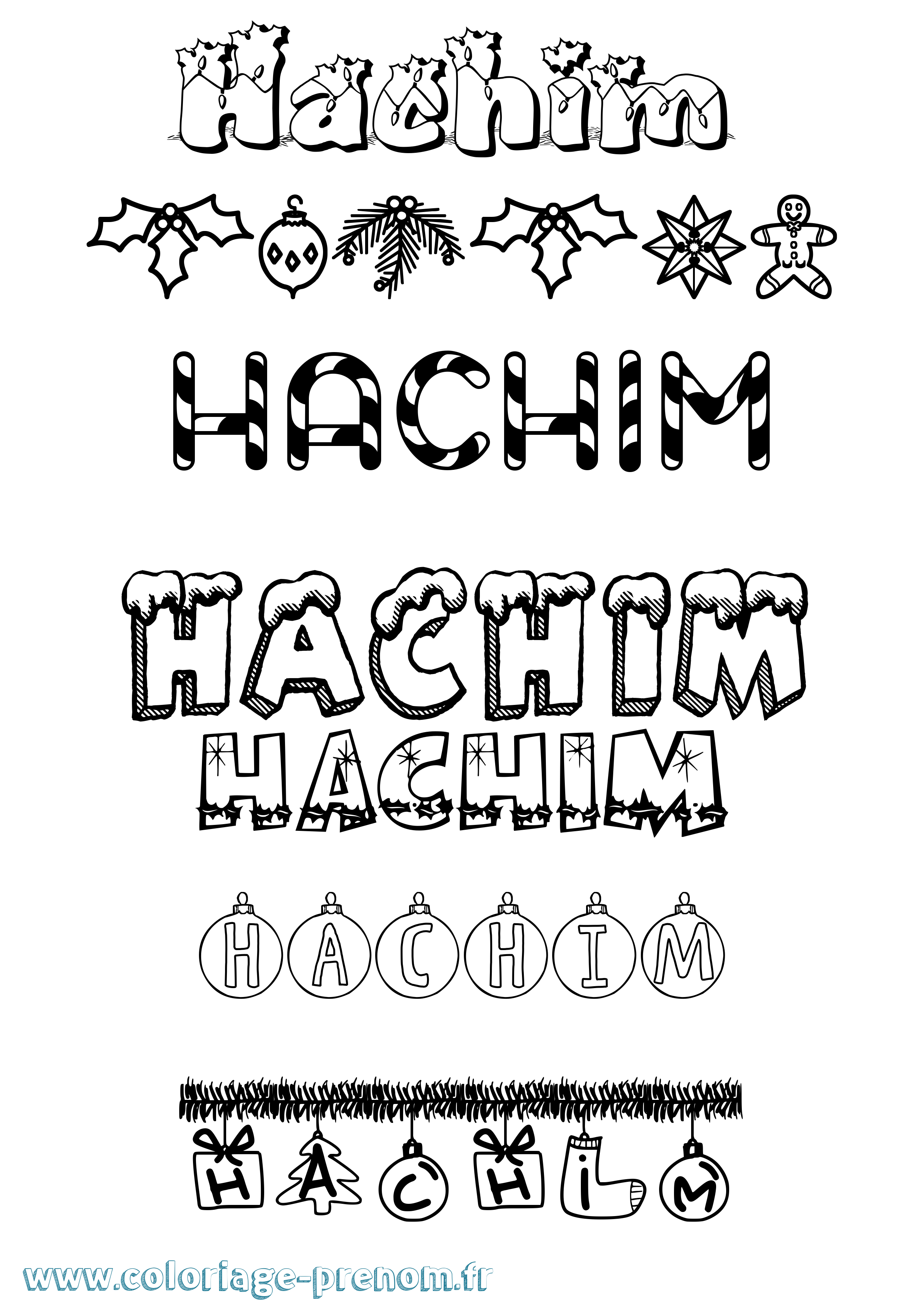 Coloriage prénom Hachim Noël