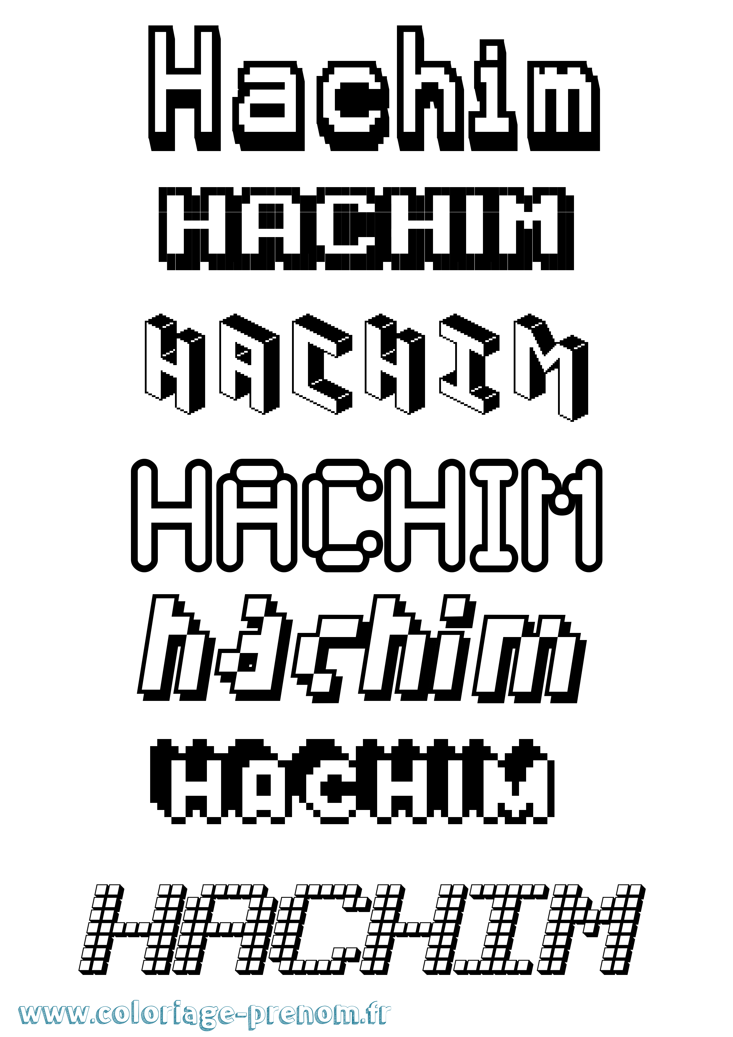 Coloriage prénom Hachim Pixel
