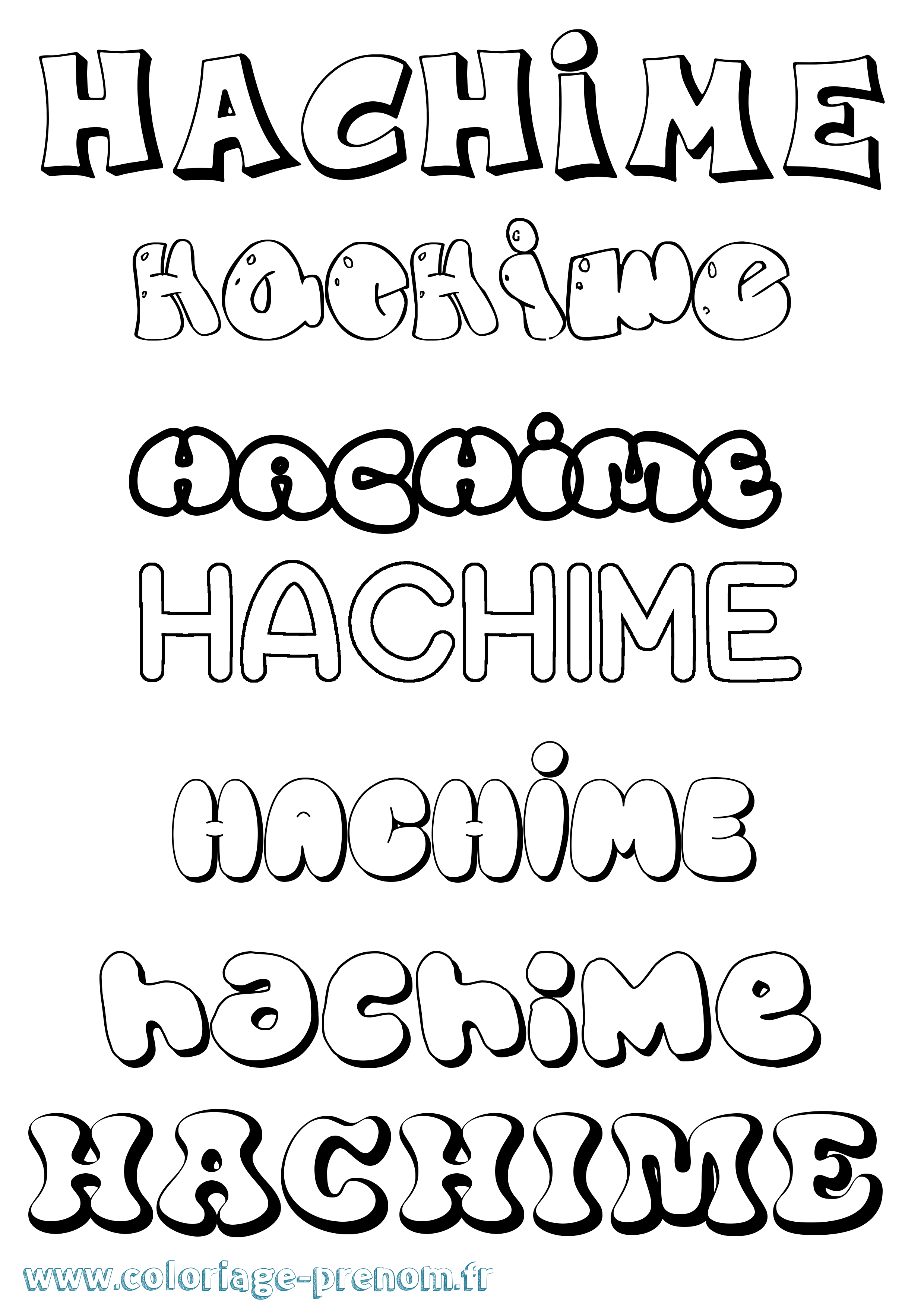 Coloriage prénom Hachime Bubble