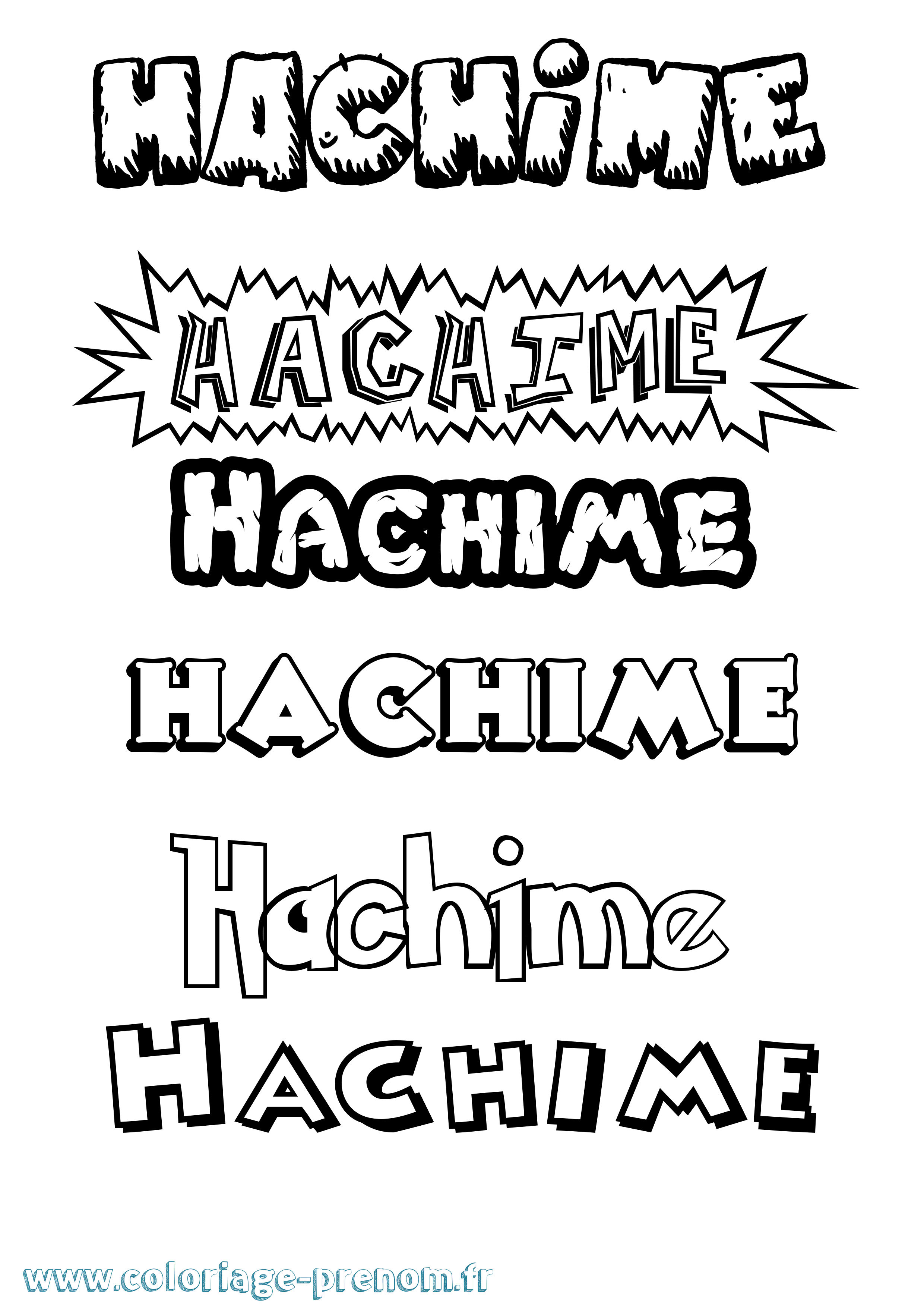 Coloriage prénom Hachime Dessin Animé