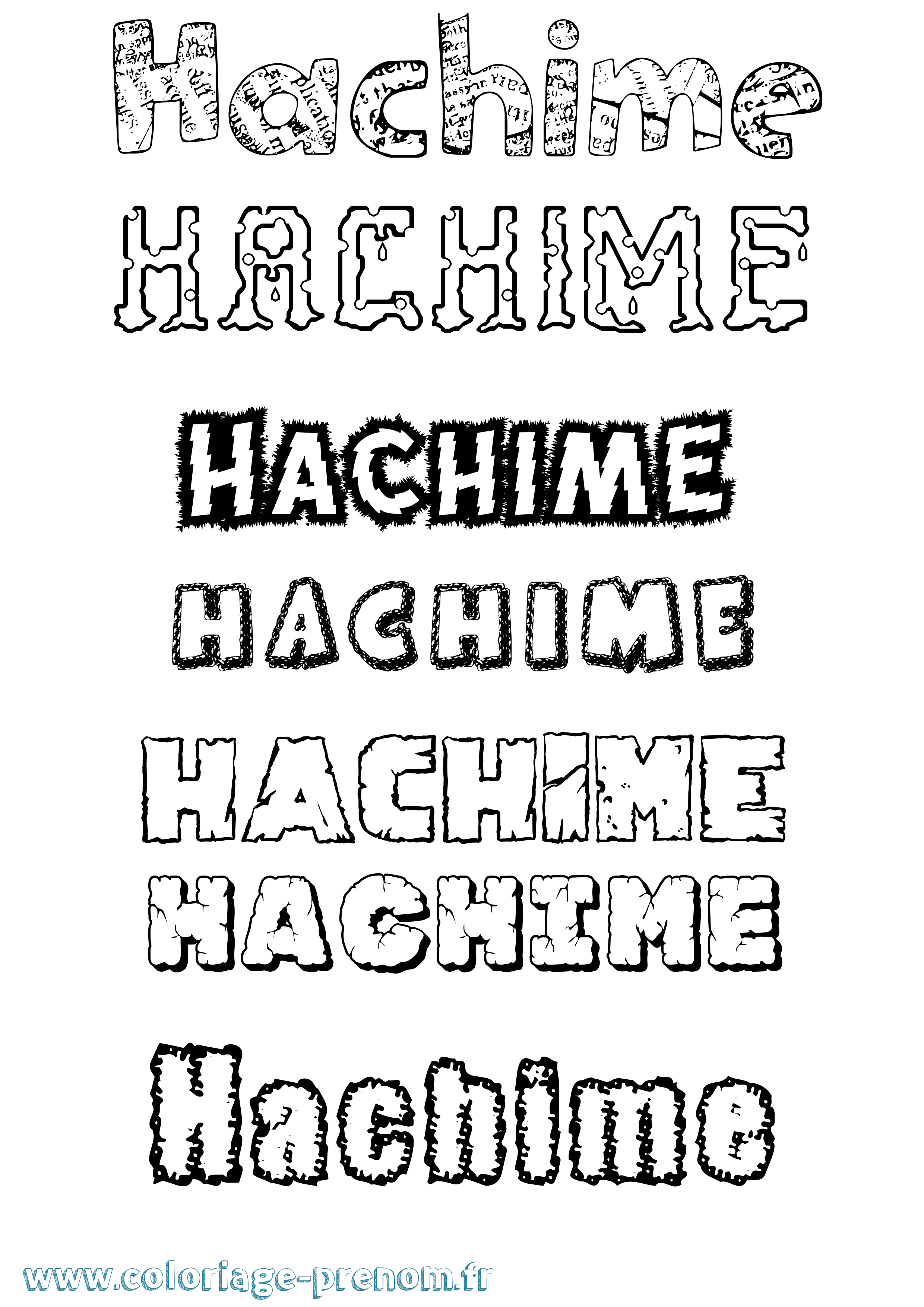 Coloriage prénom Hachime Destructuré