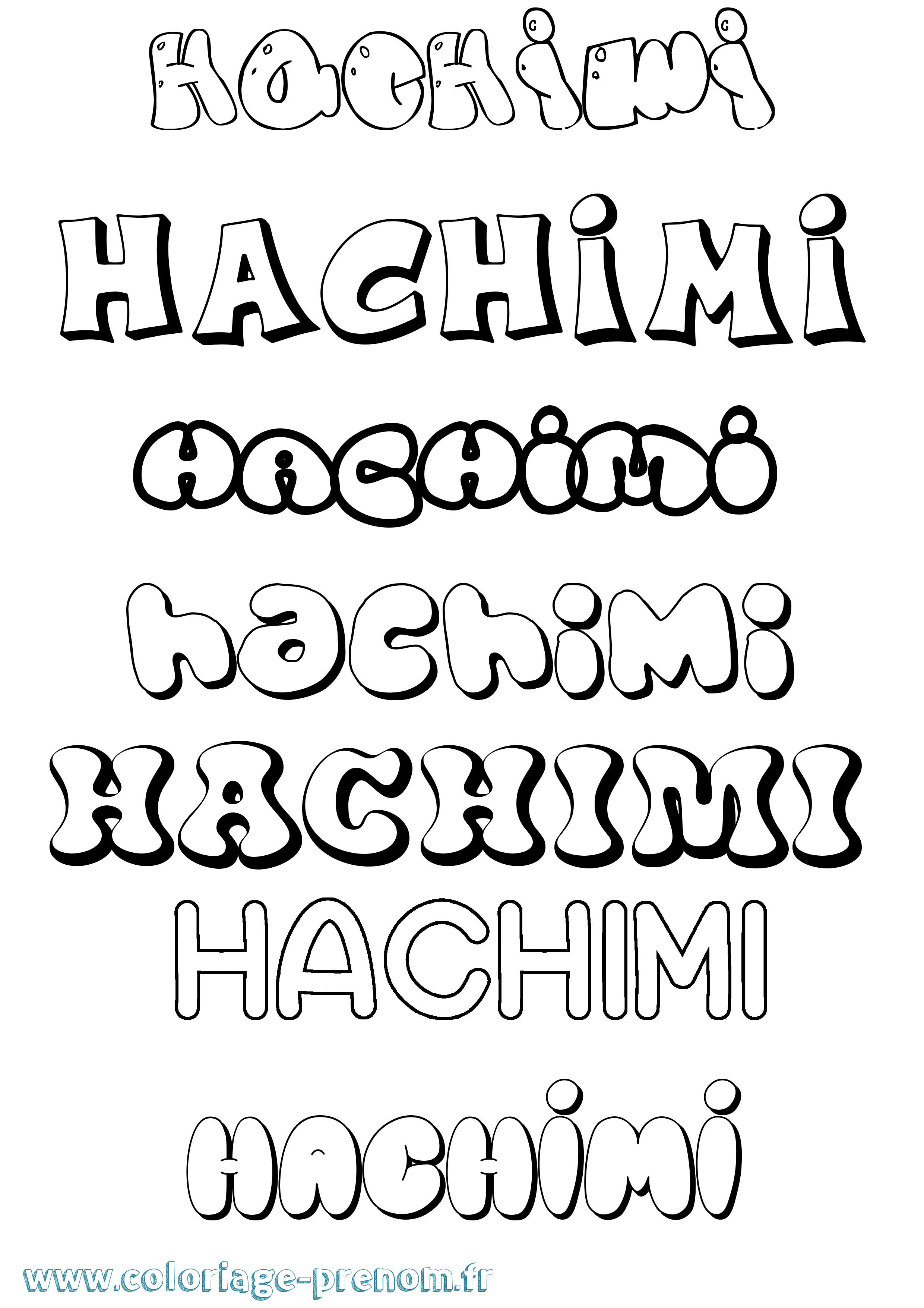 Coloriage prénom Hachimi Bubble
