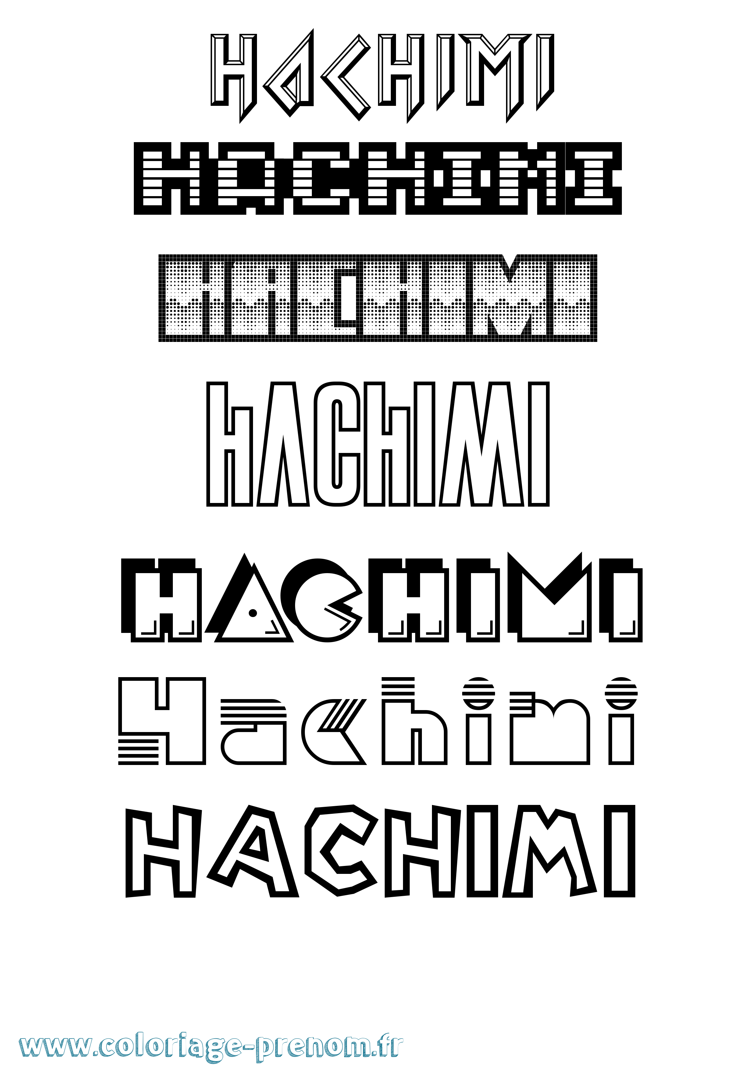 Coloriage prénom Hachimi Jeux Vidéos
