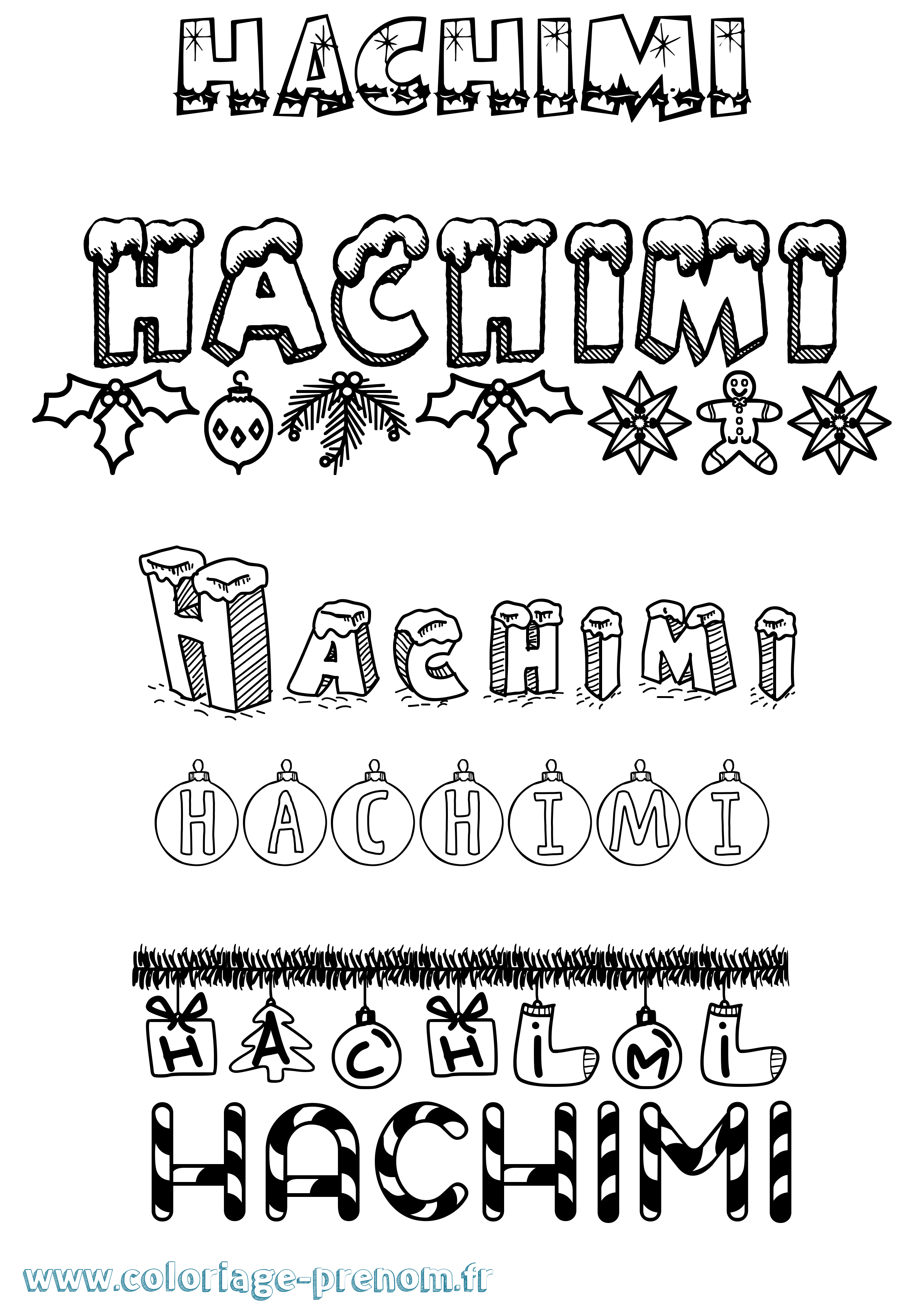 Coloriage prénom Hachimi Noël