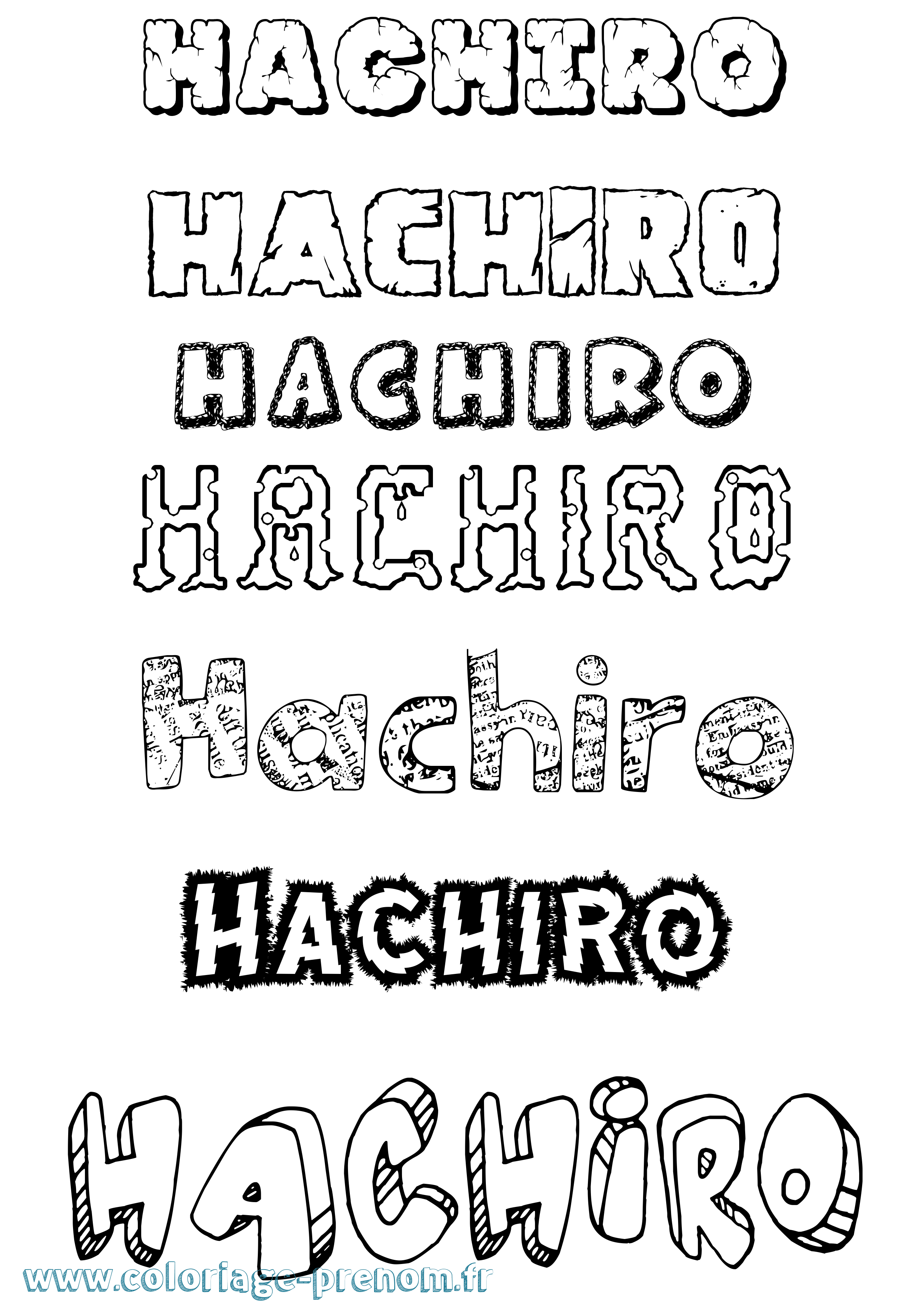 Coloriage prénom Hachiro Destructuré