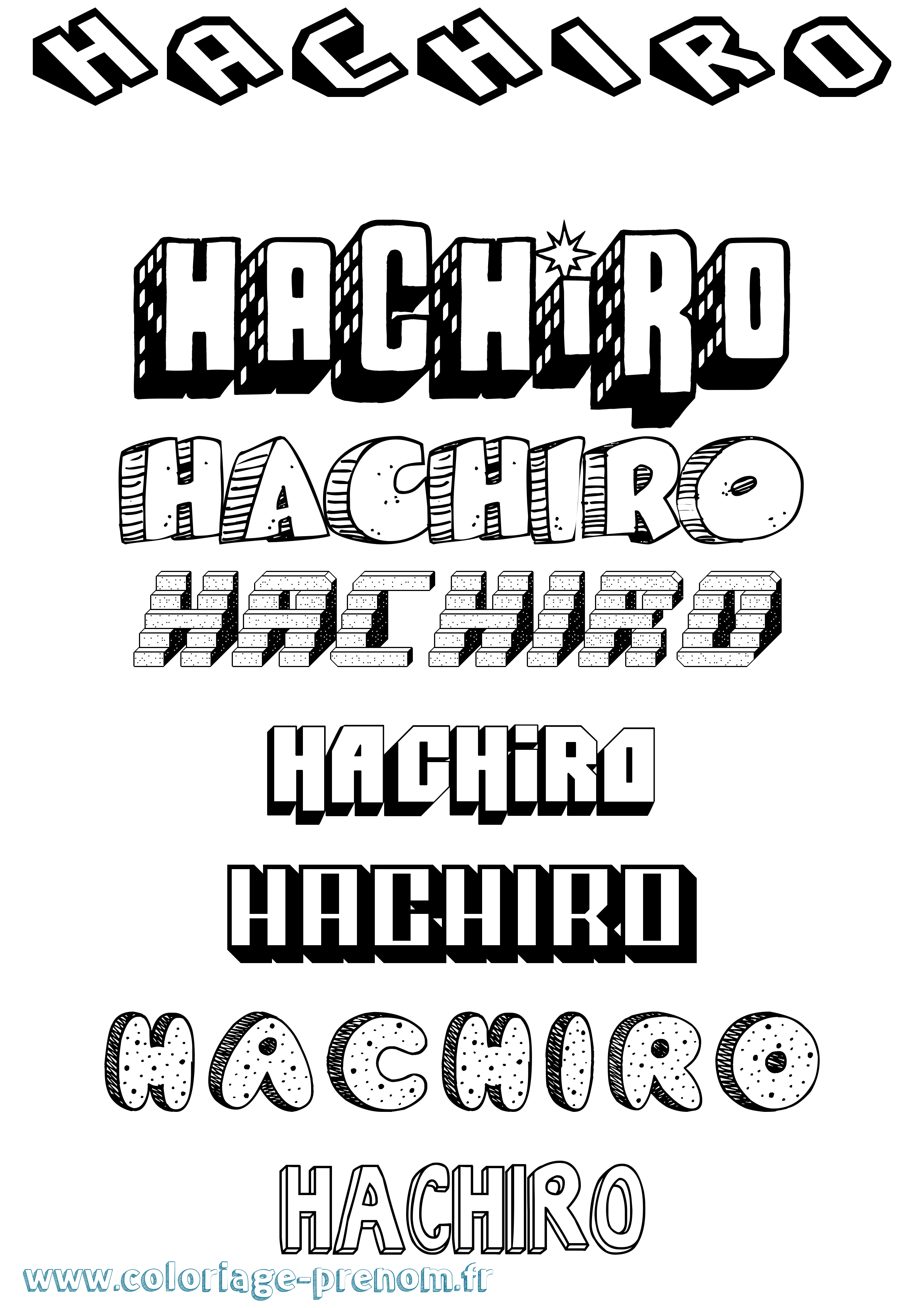 Coloriage Hachiro Effet 3D Coloriage prénom Hachiro Effet 3D