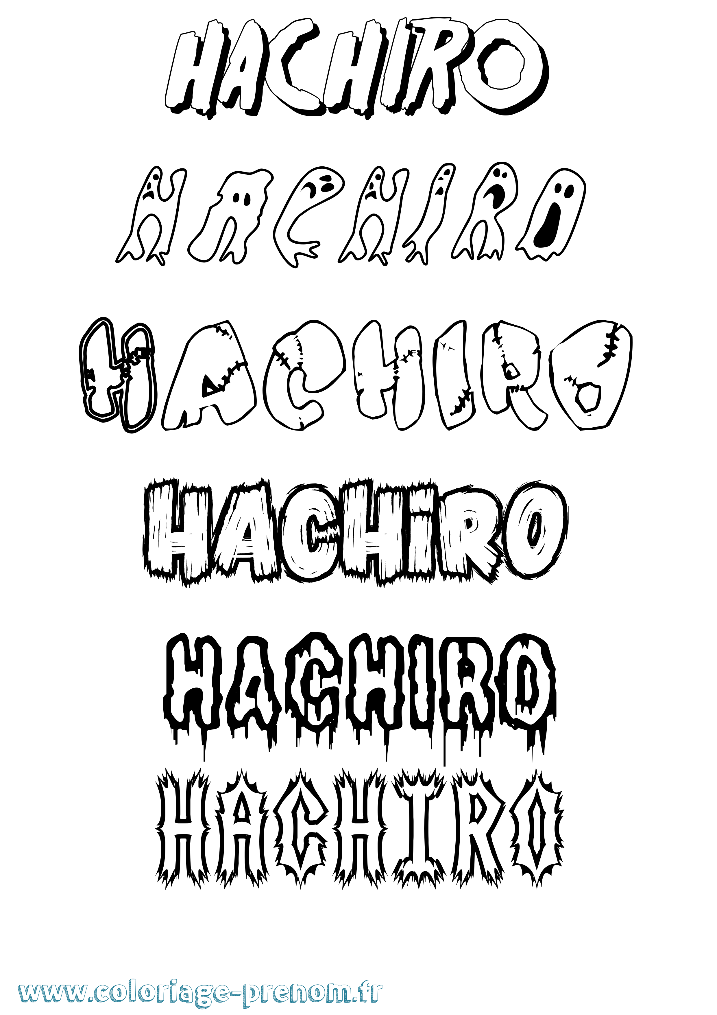 Coloriage prénom Hachiro Frisson