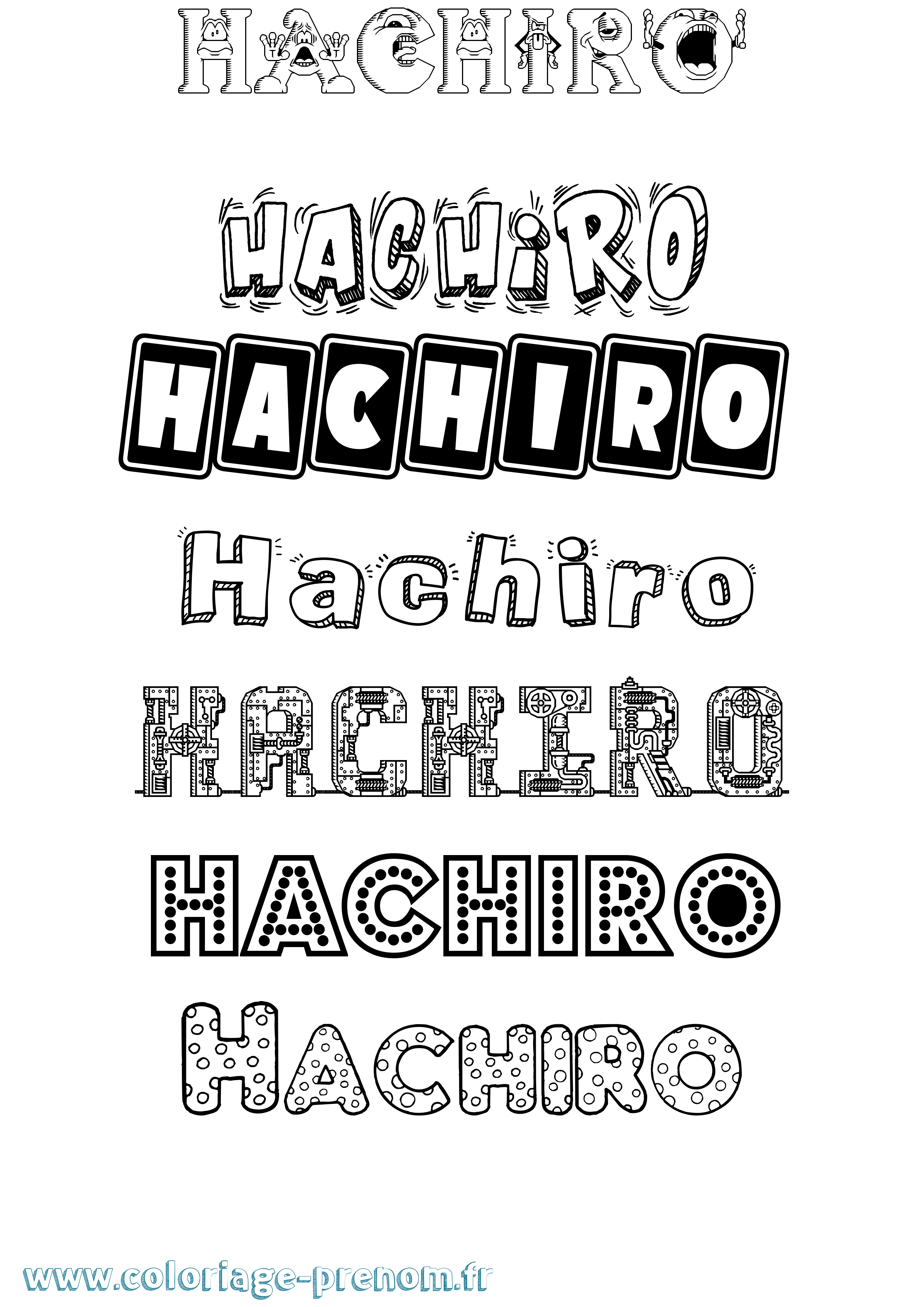Coloriage prénom Hachiro Fun