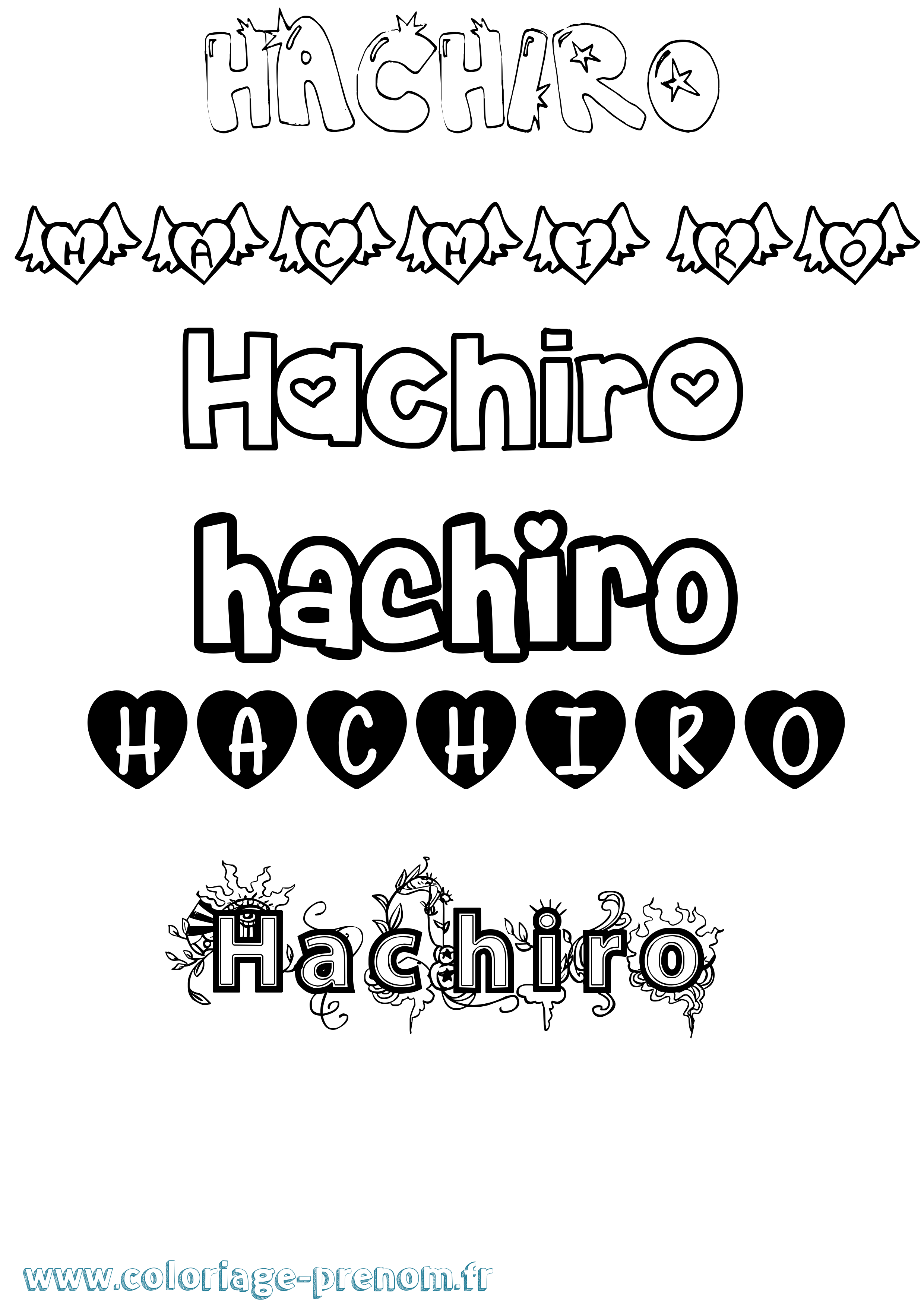 Coloriage prénom Hachiro Girly