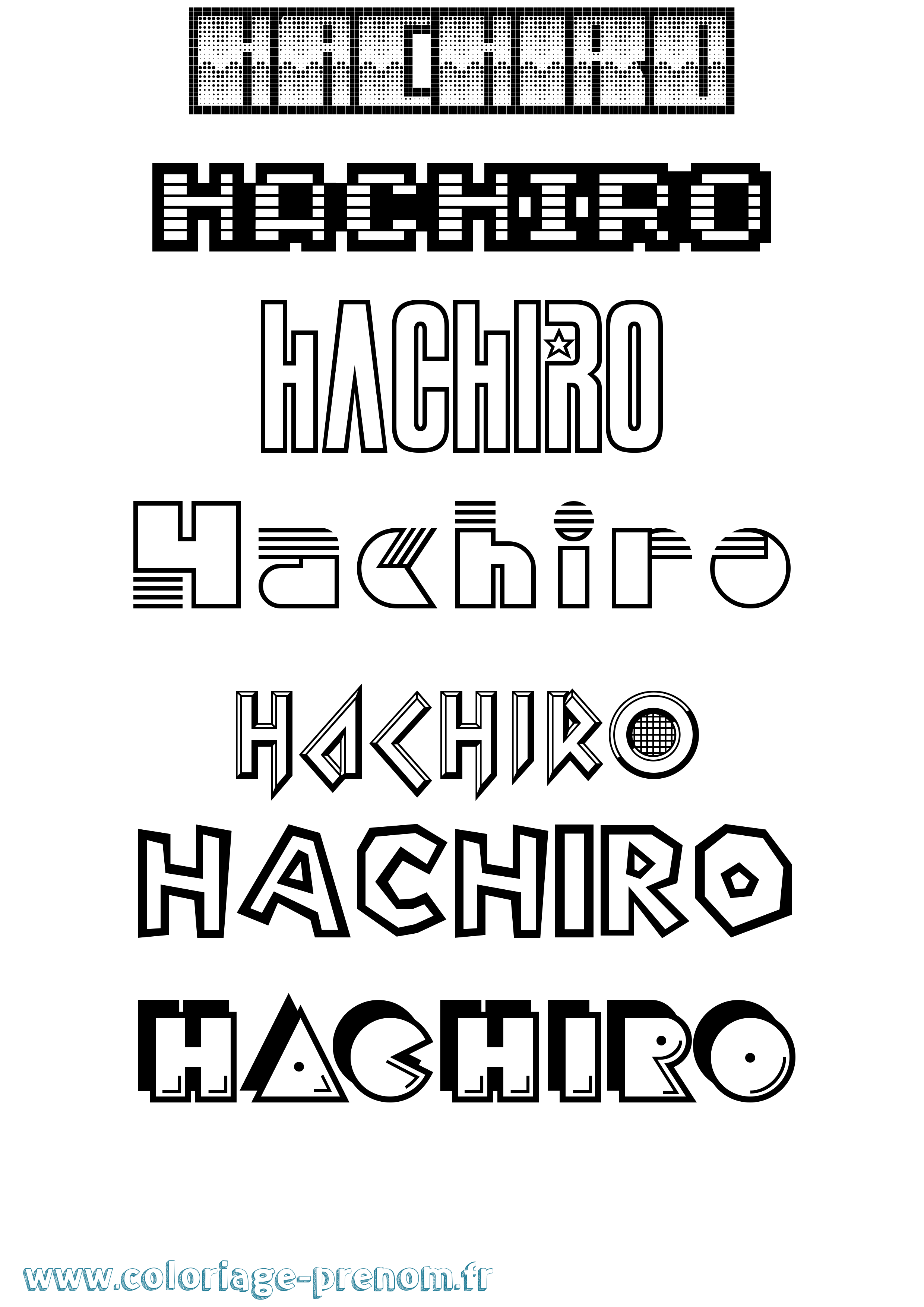 Coloriage prénom Hachiro Jeux Vidéos
