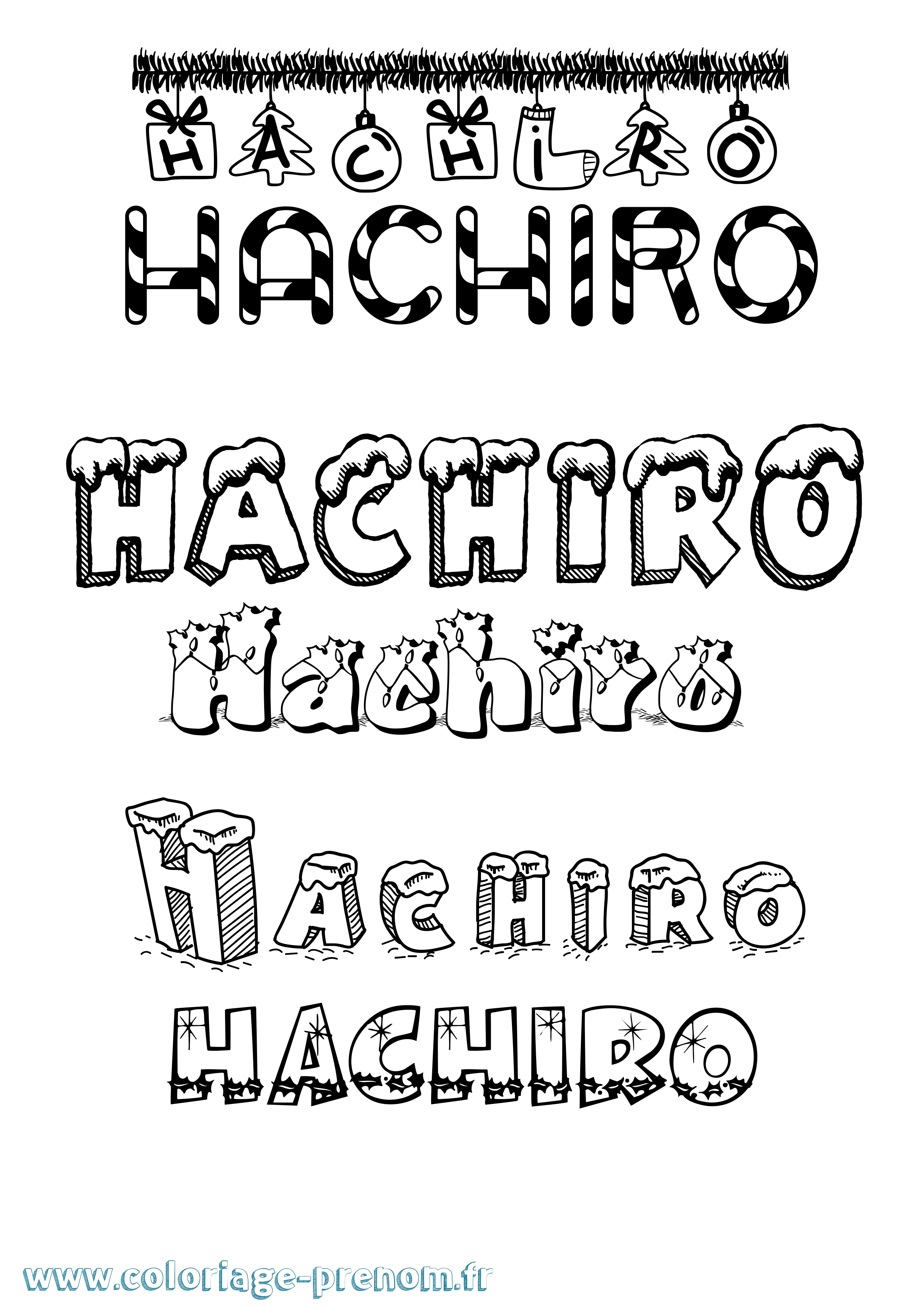 Coloriage Hachiro Noël Coloriage prénom Hachiro Noël