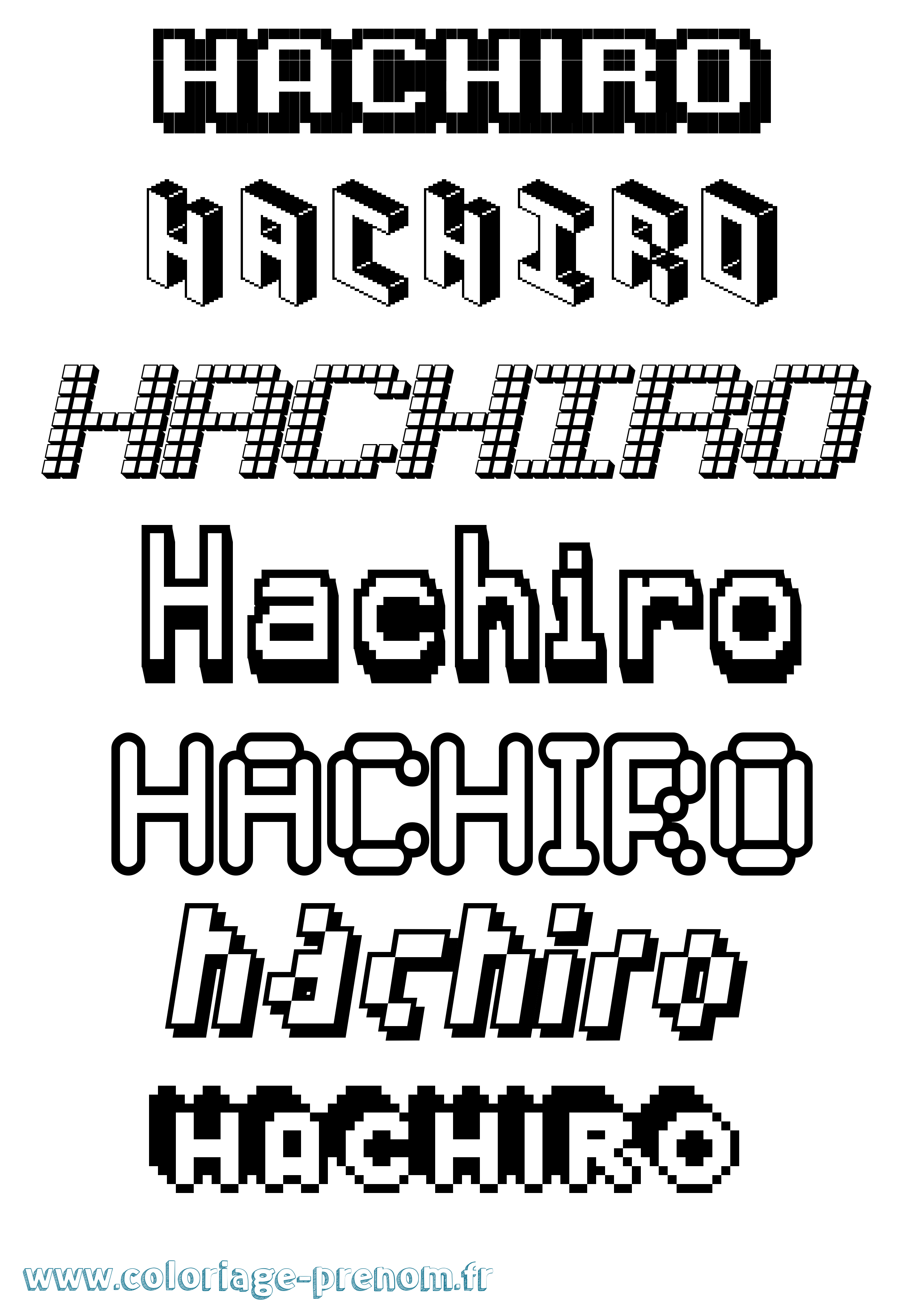 Coloriage prénom Hachiro Pixel