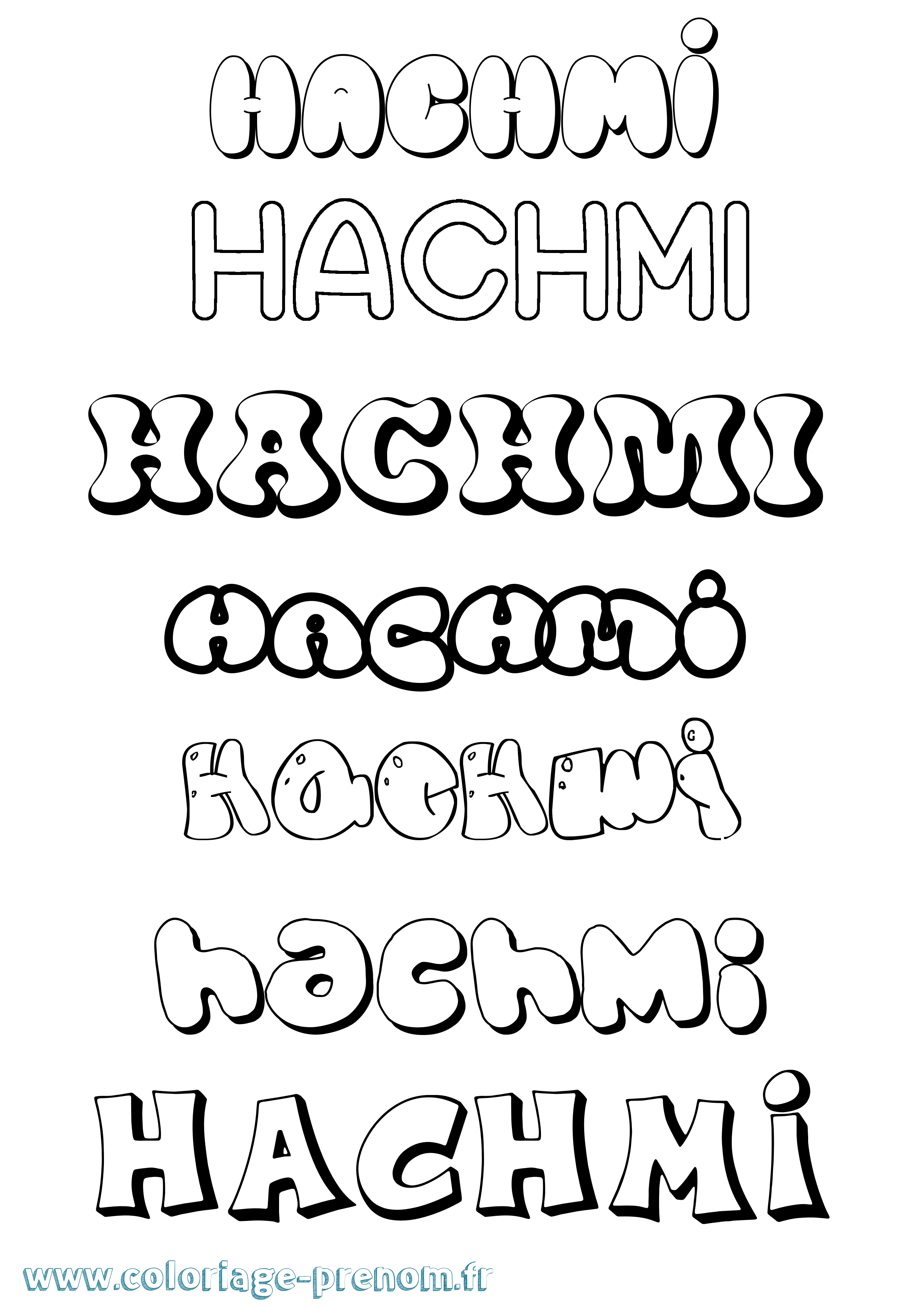 Coloriage prénom Hachmi Bubble
