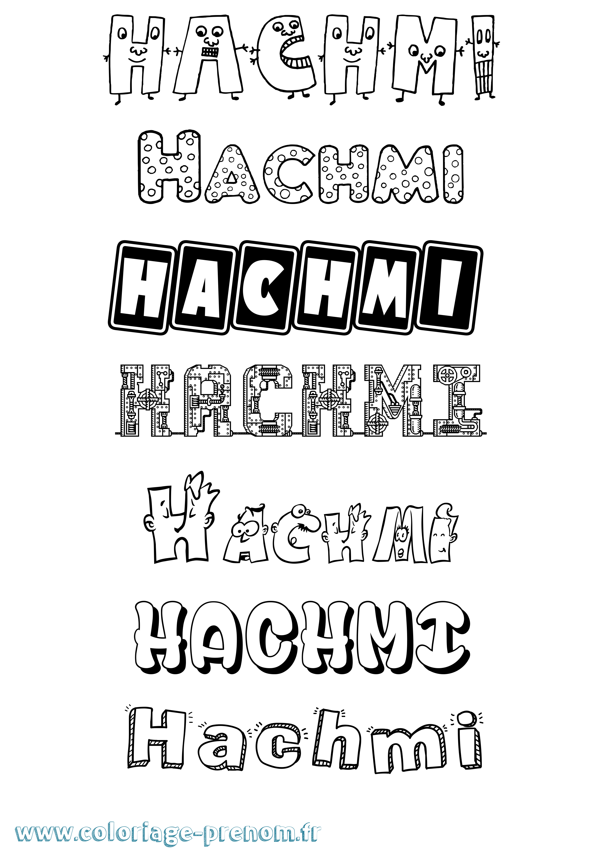 Coloriage prénom Hachmi Fun